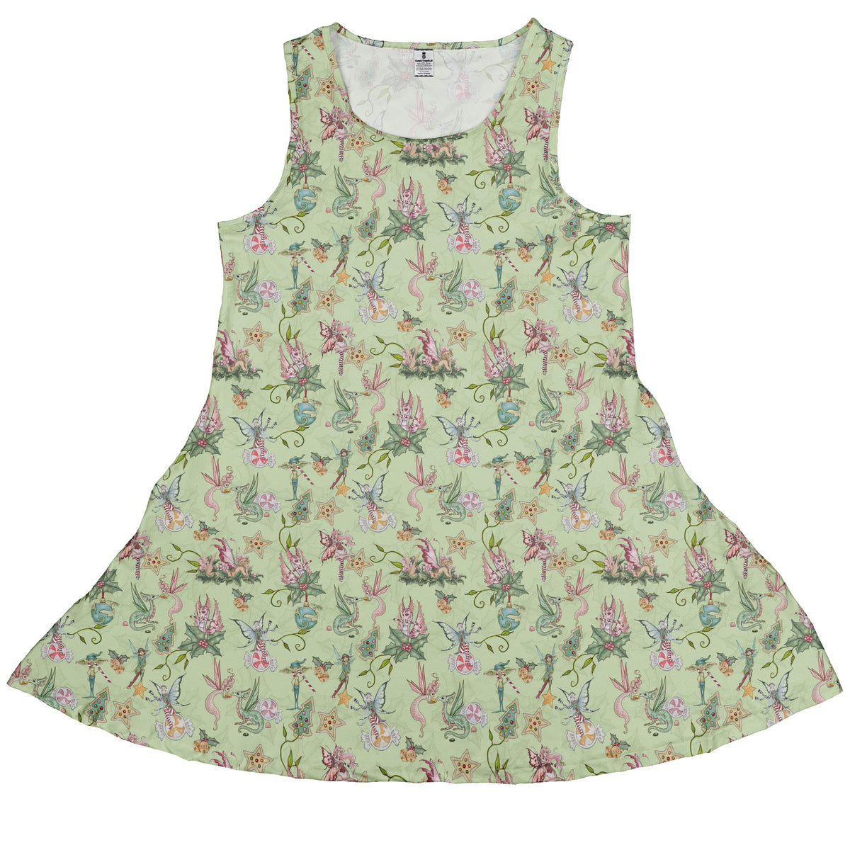 Sugarplum Dragonlings Sage Sleeveless Dress front
