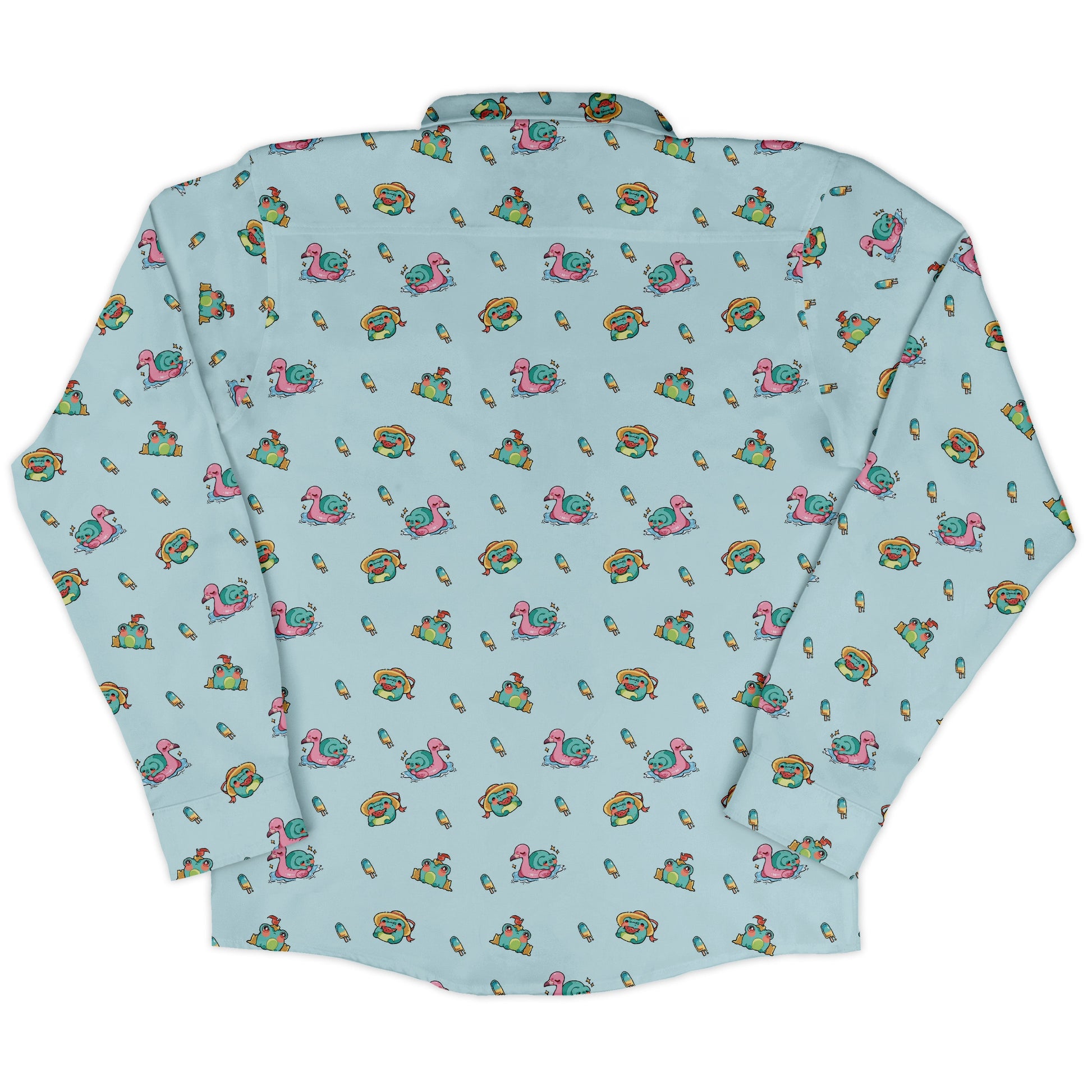 Summer Frogs Anime Long Sleeve Button Up Shirt