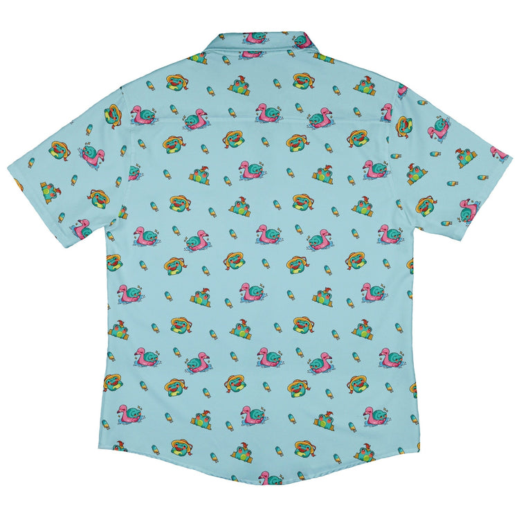 Summer Frogs Anime Button Up Shirt - adult sizing - Animal Patterns - Anime