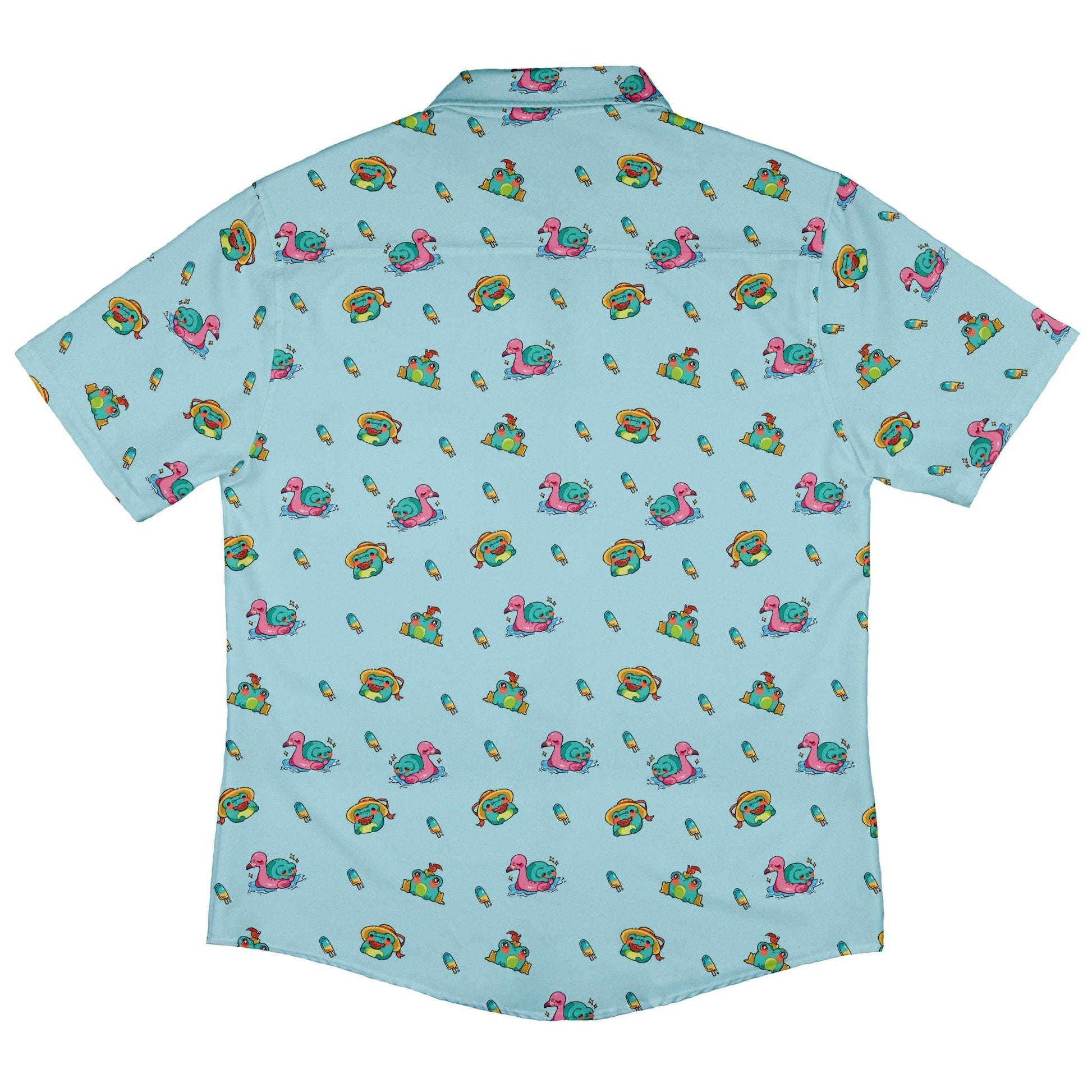 Summer Frogs Anime Button Up Shirt - adult sizing - Animal Patterns - Anime