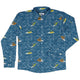 Surf and Roll Dnd Dice Long Sleeve Button Up Shirt Geek Nerd adult sizing Design by Dunking Toast dnd & rpg print