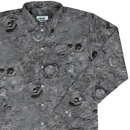 Surface of Mercury Long Sleeve Button Up Shirt Geek Nerd adult sizing Designs by Nathan FLOW DESC WRITING