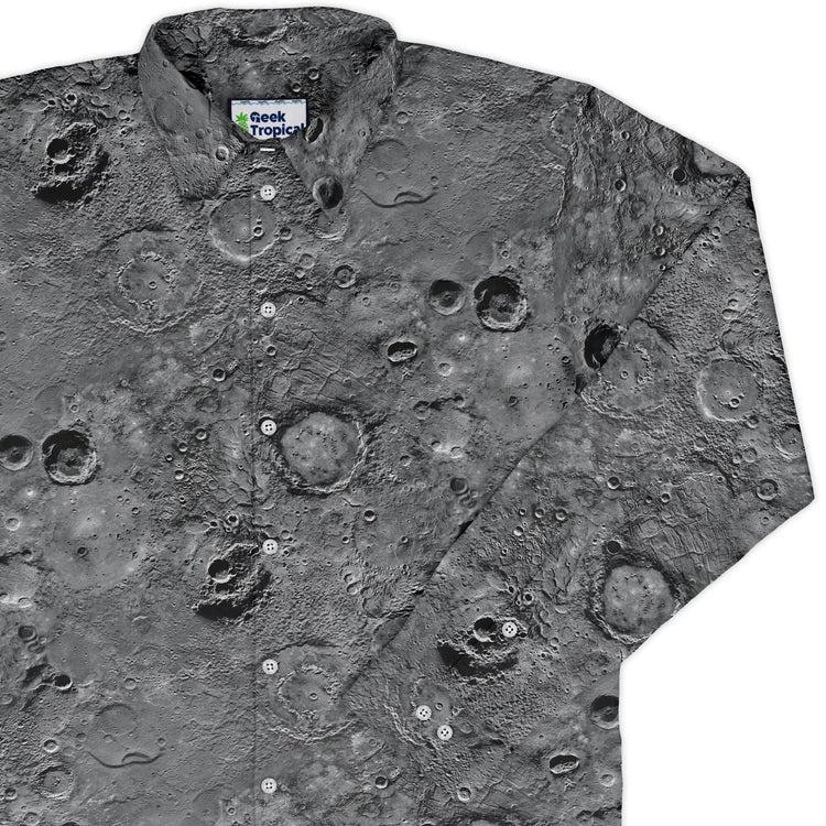 Surface of Mercury Long Sleeve Button Up Shirt Geek Nerd adult sizing Designs by Nathan FLOW DESC WRITING