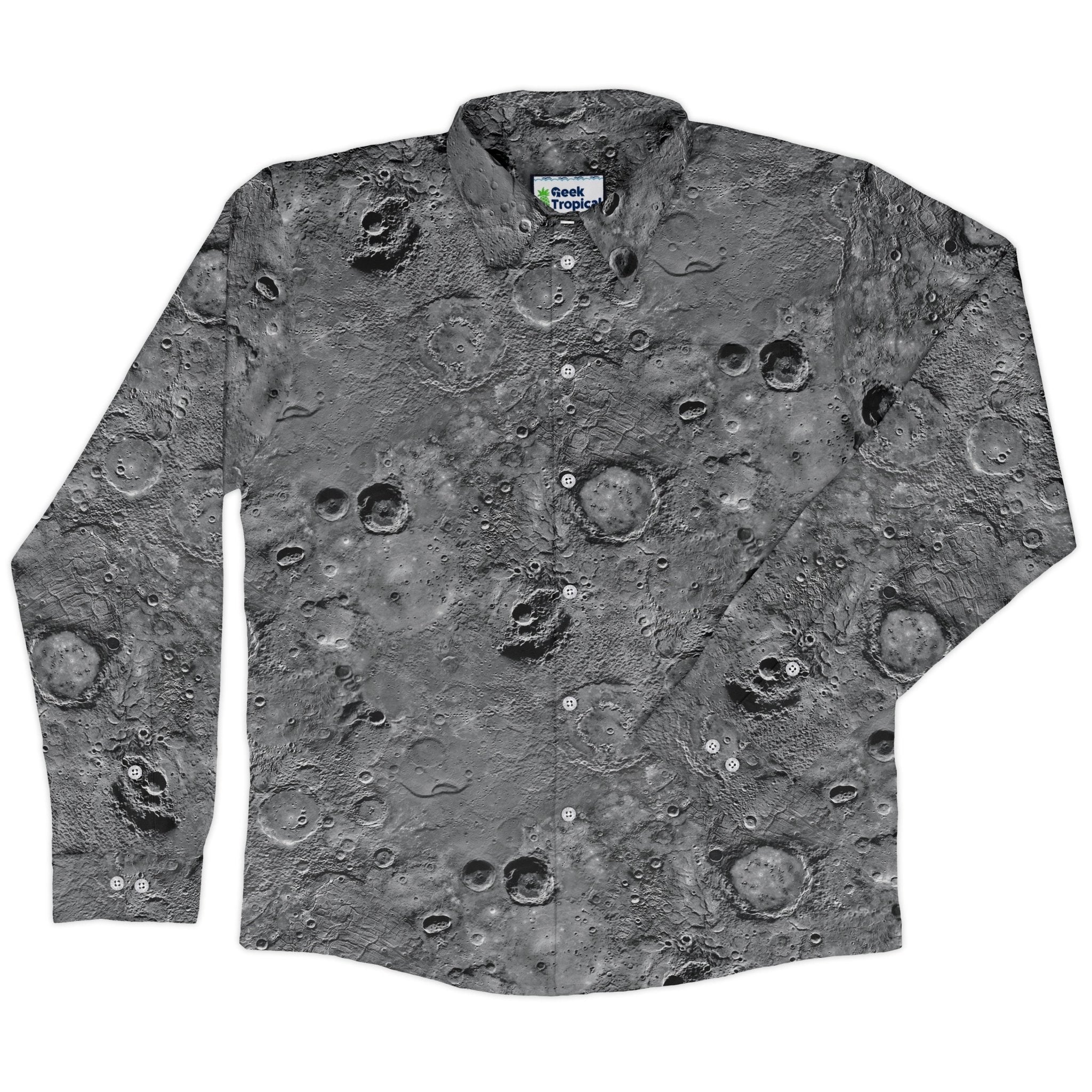 Surface of Mercury Long Sleeve Button Up Shirt Geek Nerd adult sizing Designs by Nathan FLOW DESC WRITING