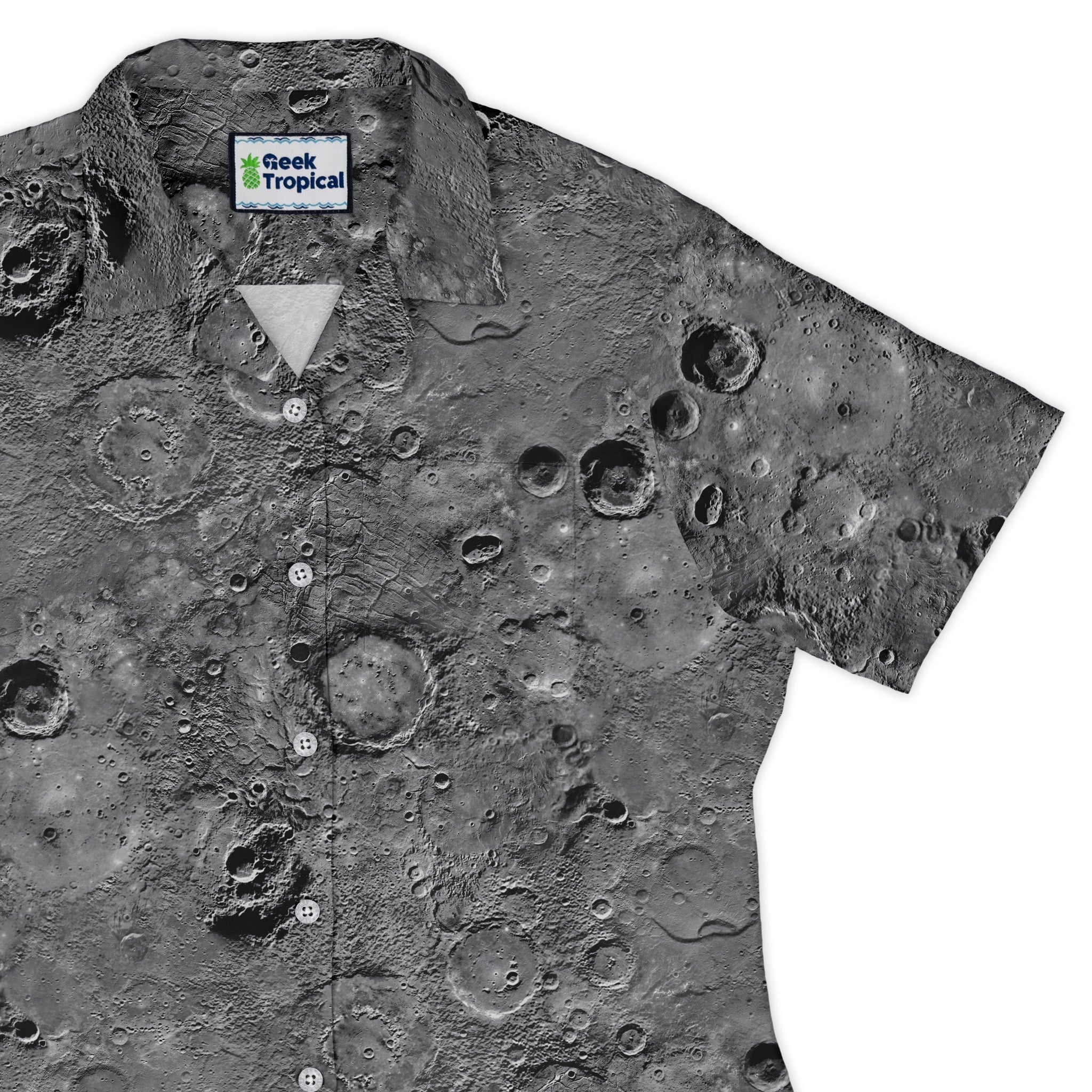 Surface of Mercury Curvy Button Up Shirt Geek Nerd Designs by Nathan outer space & astronaut print women