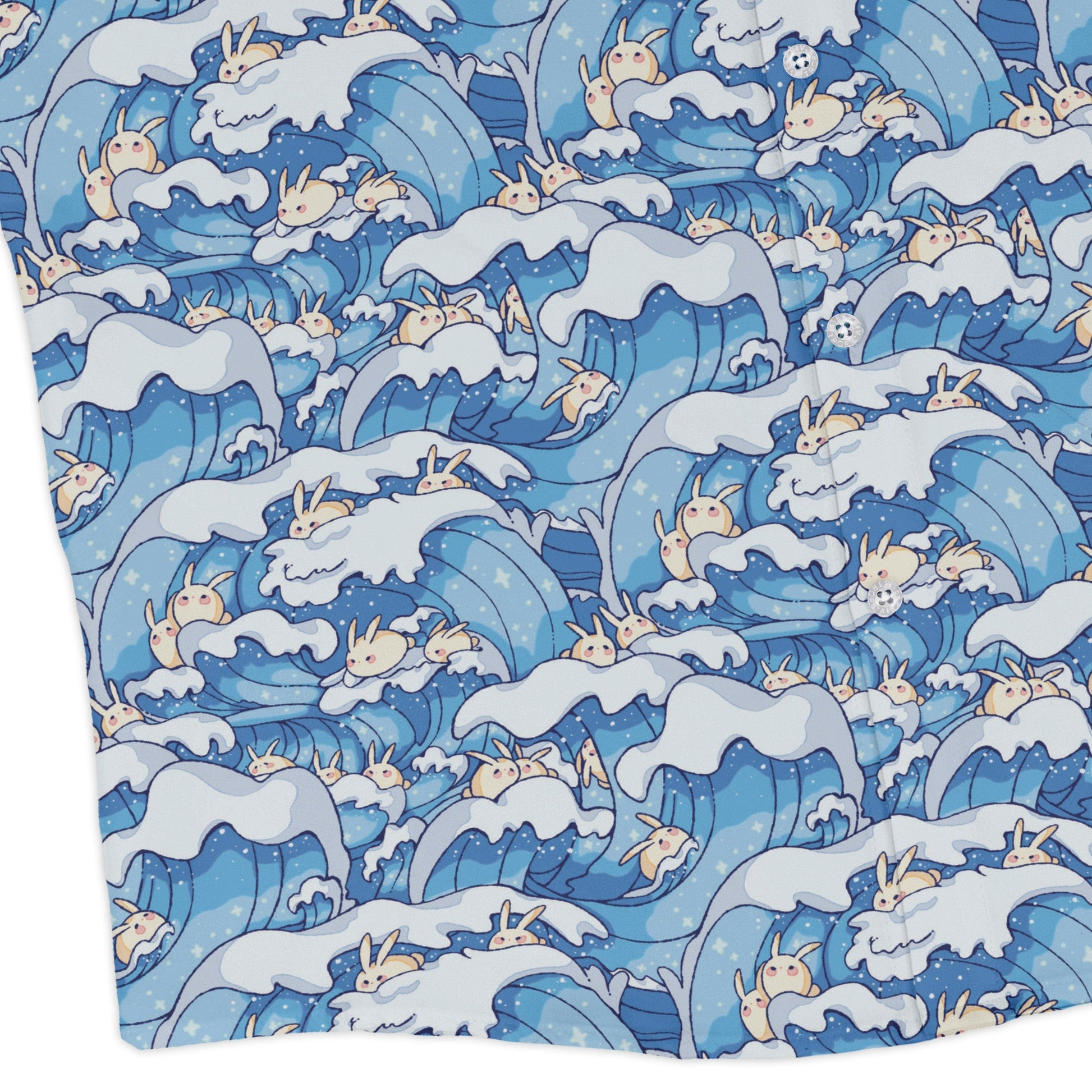 Surfer Bunnies Anime Long Sleeve Button Up Shirt