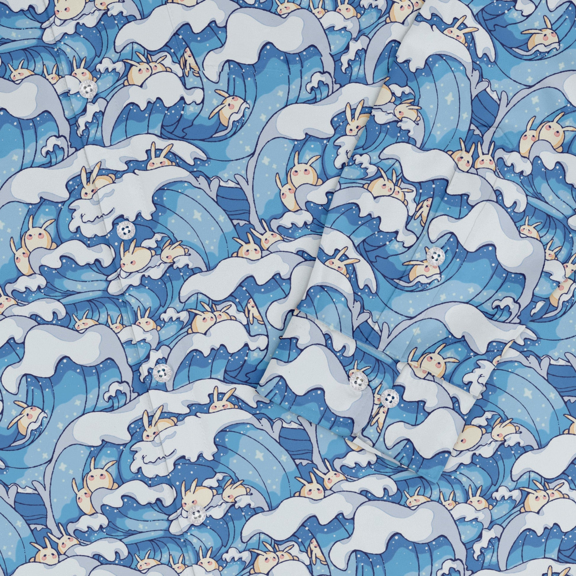 Surfer Bunnies Anime Long Sleeve Button Up Shirt