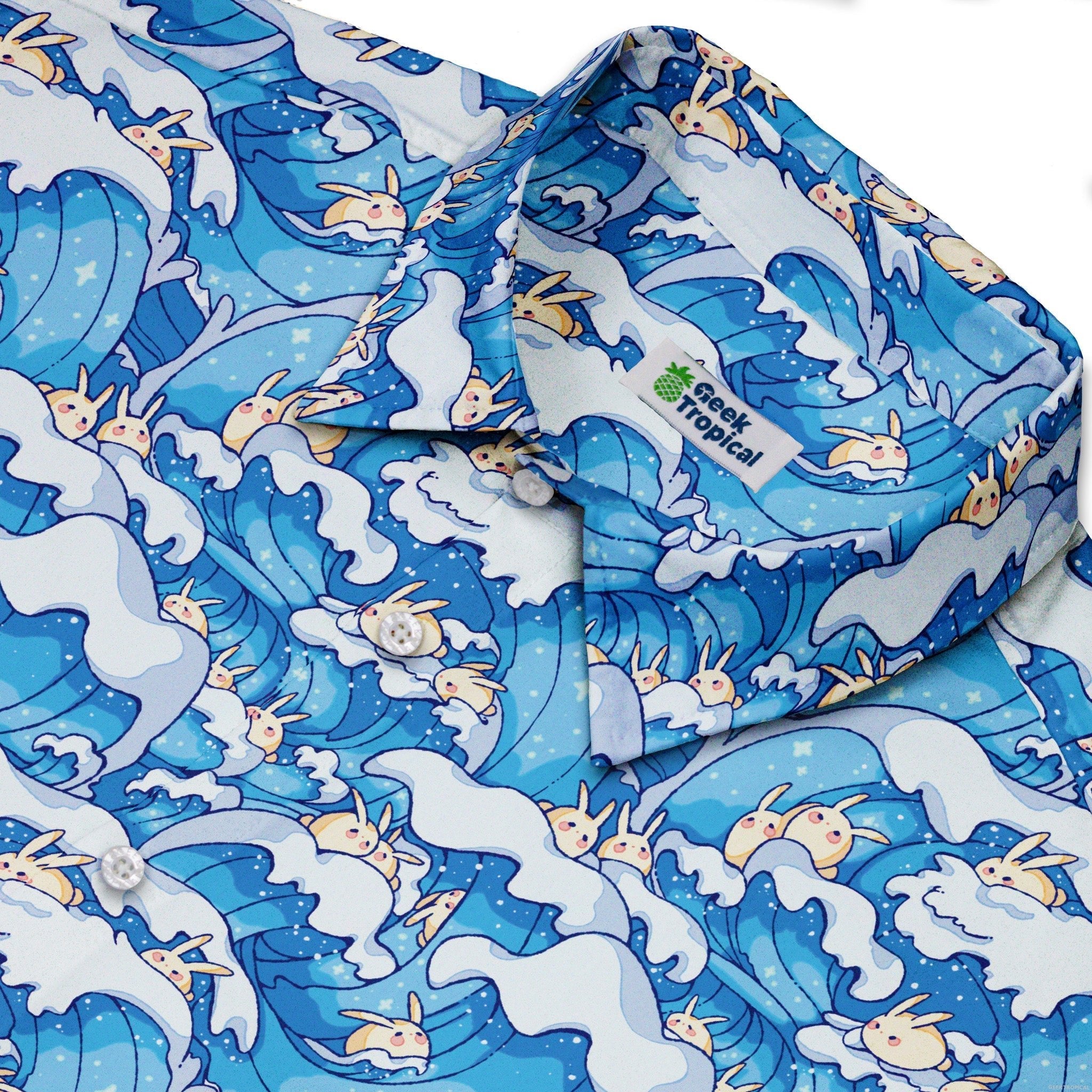 Surfer Bunnies Anime Button Up Shirt - adult sizing - Animal Patterns - Anime