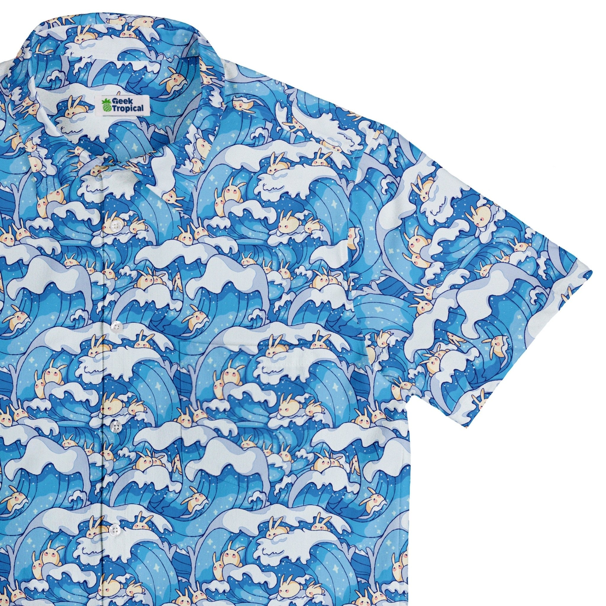 Surfer Bunnies Anime Button Up Shirt - adult sizing - Animal Patterns - Anime