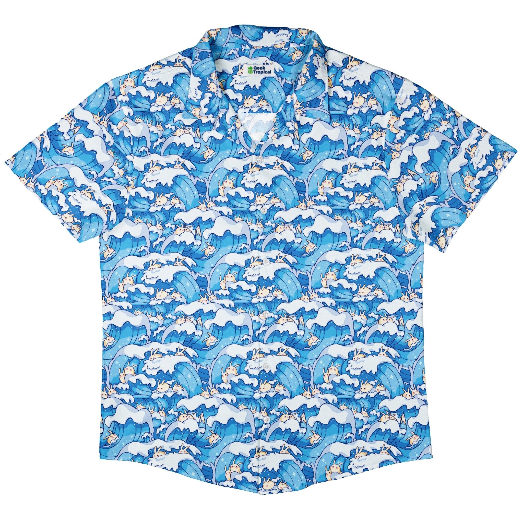 Surfer Bunnies Anime Button Up Shirt - adult sizing - Animal Patterns - Anime