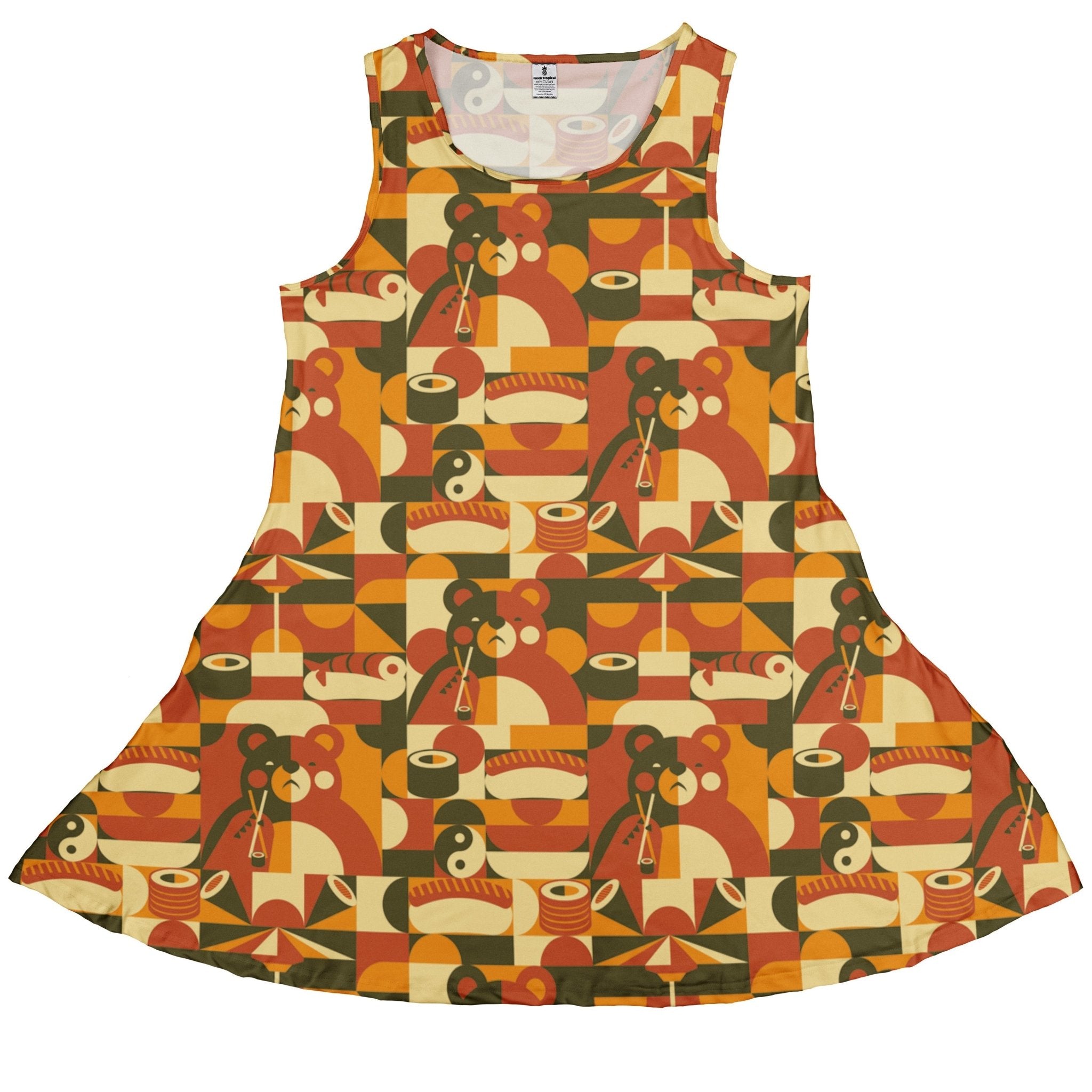 Sushi Eating Bear Anime Dress Geek Nerd Animal Patterns Anime Design by Tobe Fonseca