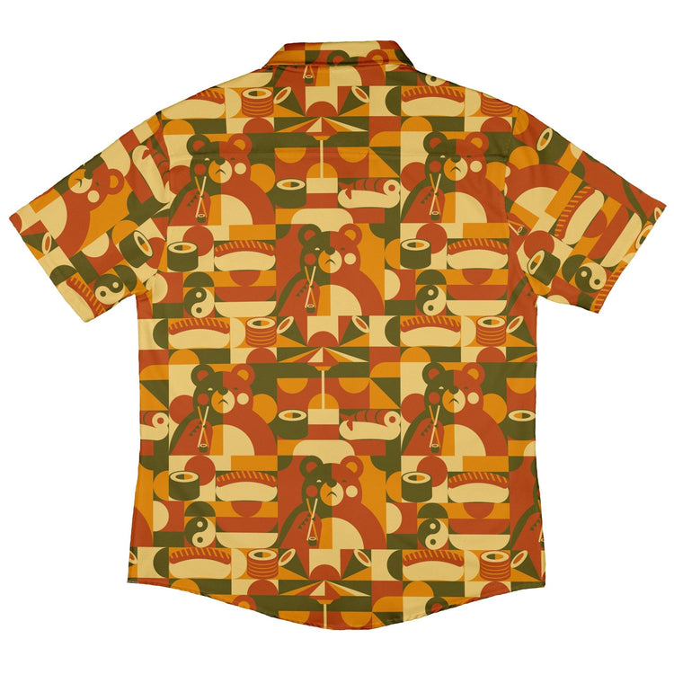 Sushi Eating Bear Anime Button Up Shirt - adult sizing - Animal Patterns - Anime