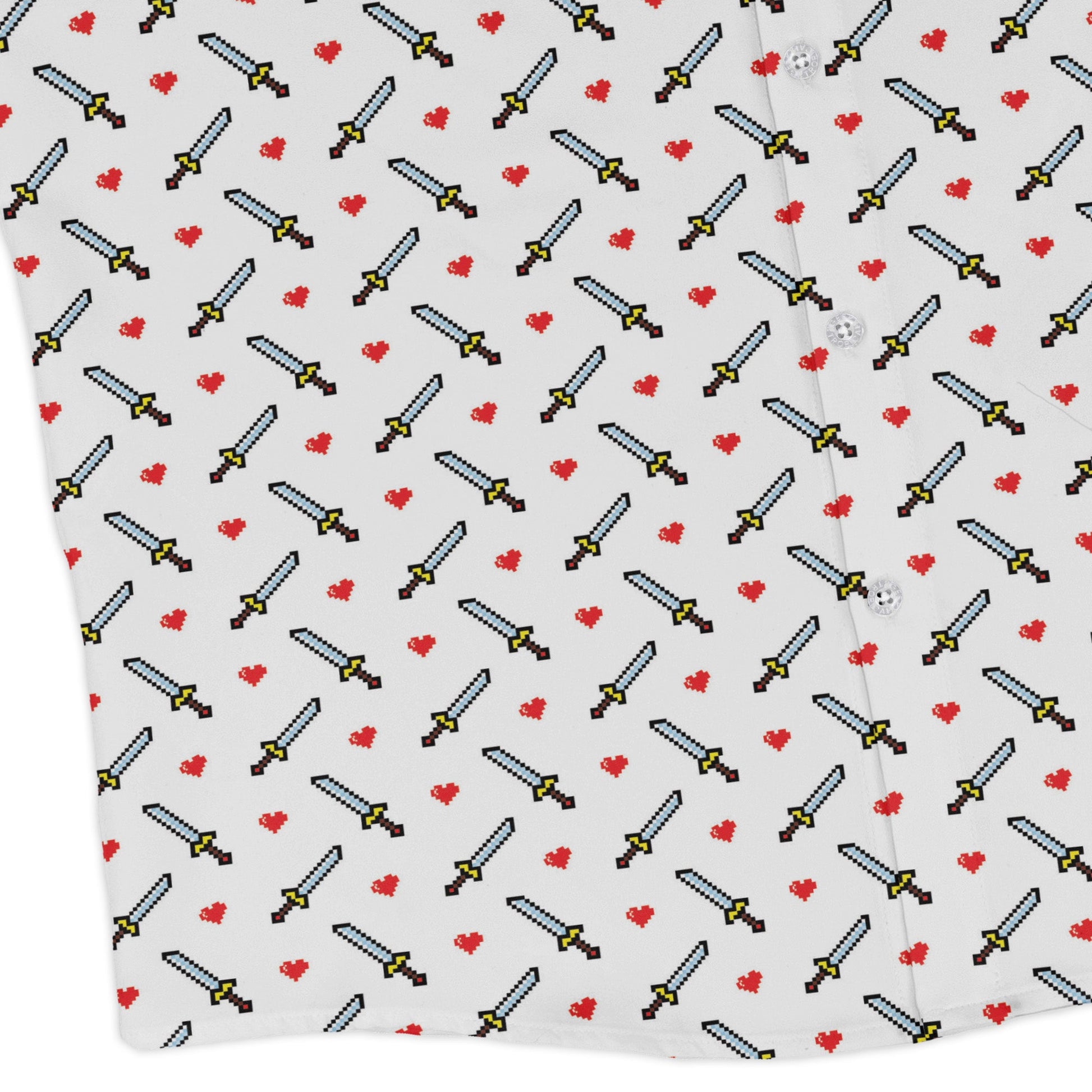Sword and Hearts Video Game Long Sleeve Button Up Shirt