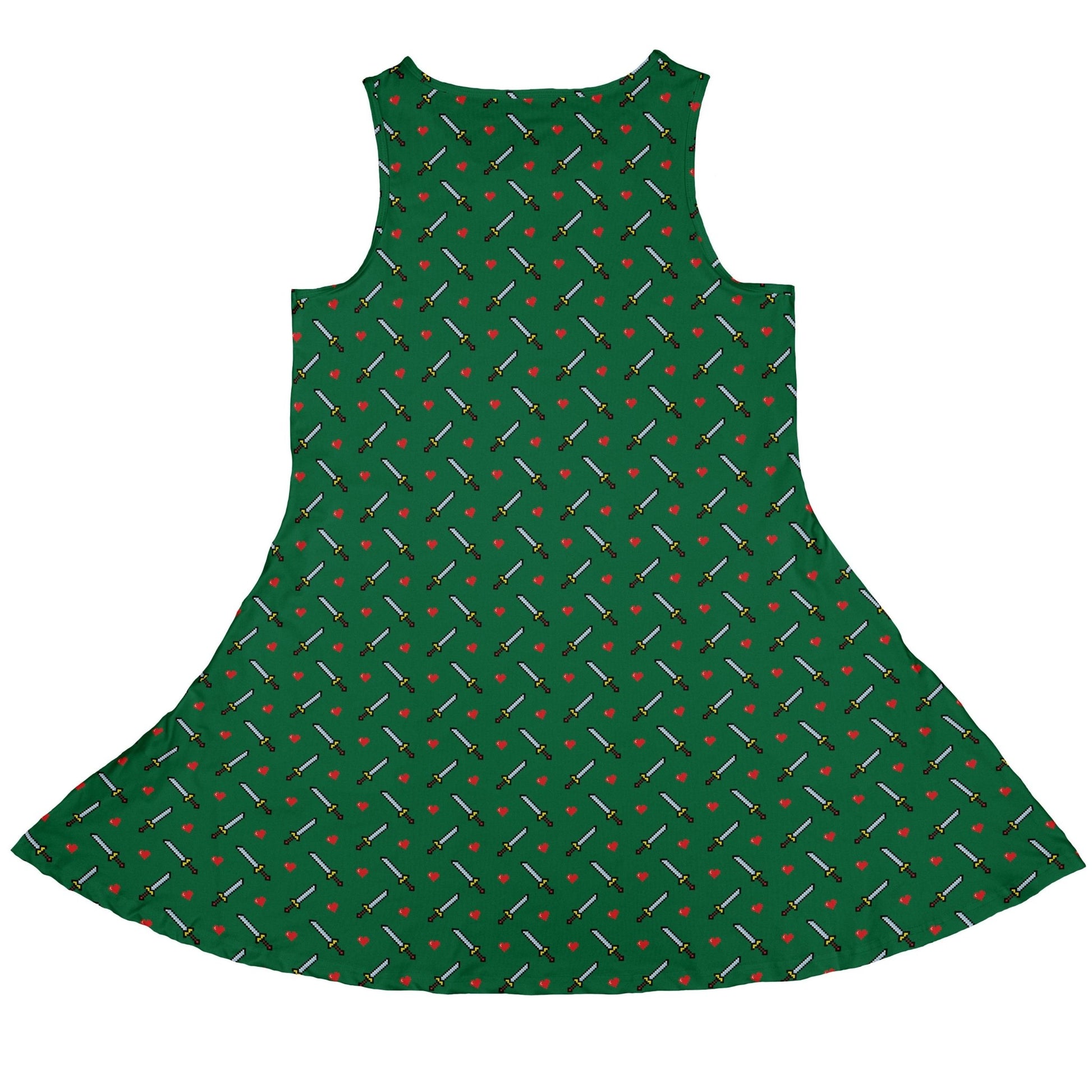 Sword And Hearts Video Game Green Dress Geek Nerd Design by Heather Davenport lx - C video game arcade print