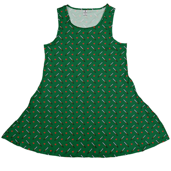 Sword And Hearts Video Game Green Dress Geek Nerd Design by Heather Davenport lx - C video game arcade print