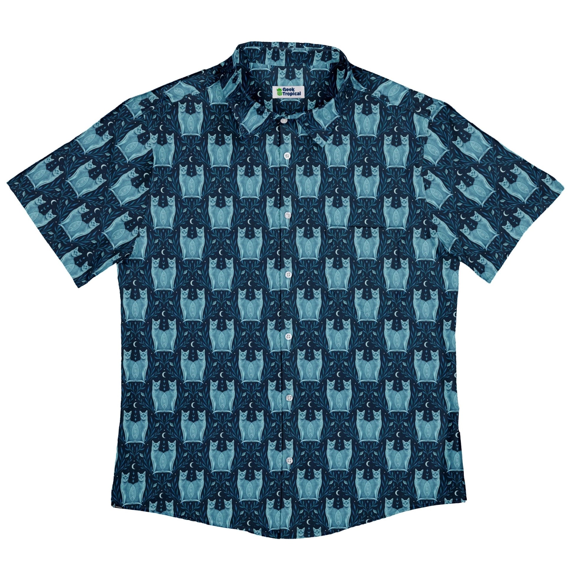 Symmetrical Cats Button Up Shirt Geek Nerd 0925 adult sizing All Adult Button Up Shirts
