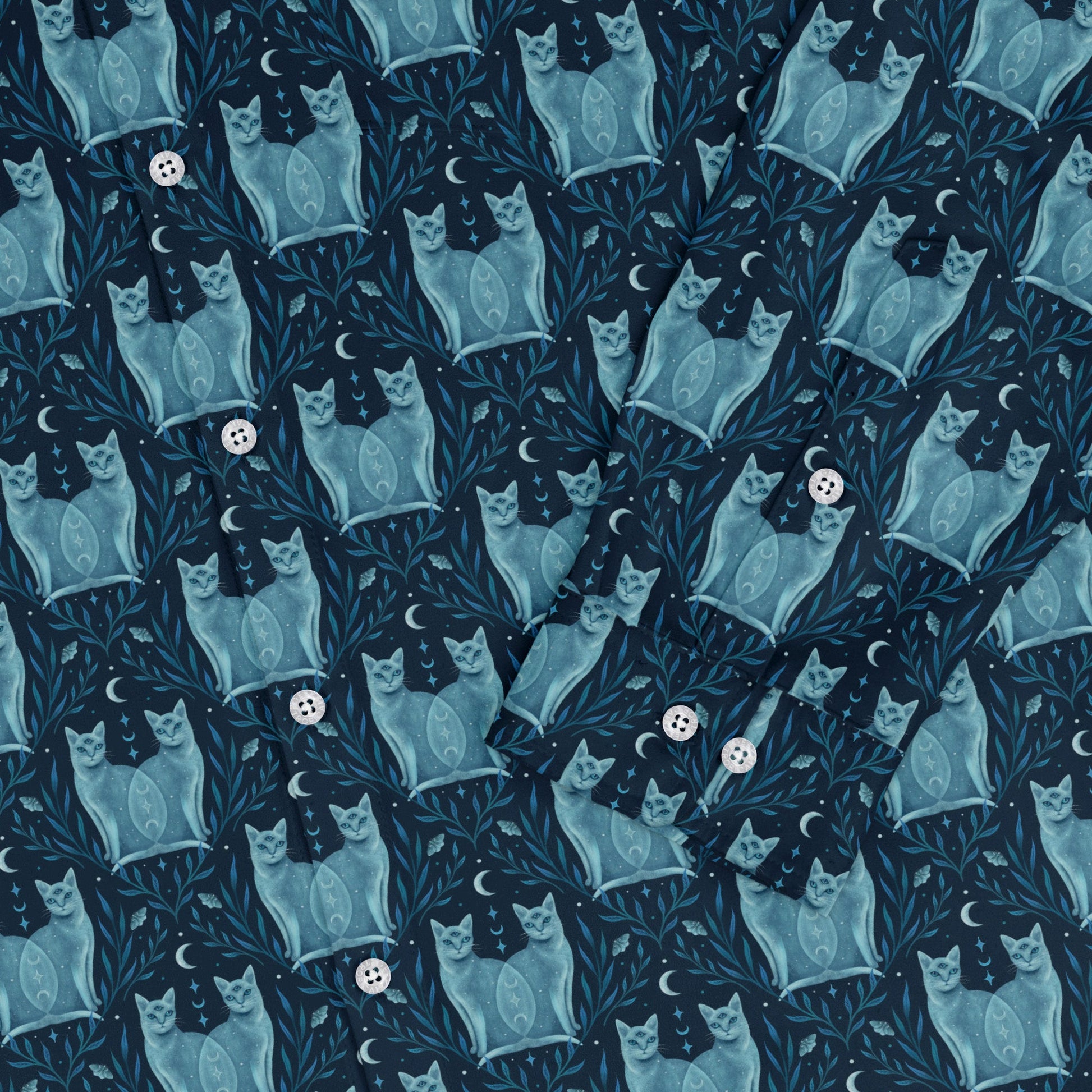 Symmetrical Cats Long Sleeve Button Up Shirt Geek Nerd 0925 adult sizing All Adult Button Up Shirts