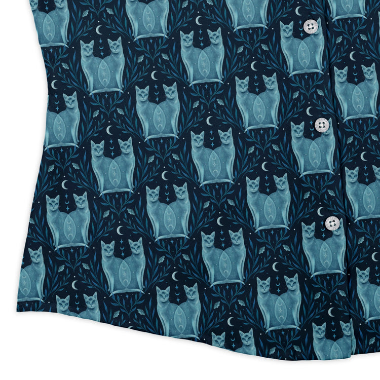 Symmetrical Cats Curvy Button Up Shirt Geek Nerd 0925 All Adult Button Up Shirts Animal Patterns