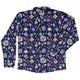 Tabletop RPG Weapons Items Purple Blue Dnd Long Sleeve Button Up Shirt Geek Nerd adult sizing dnd & rpg print FLOW DESC WRITING