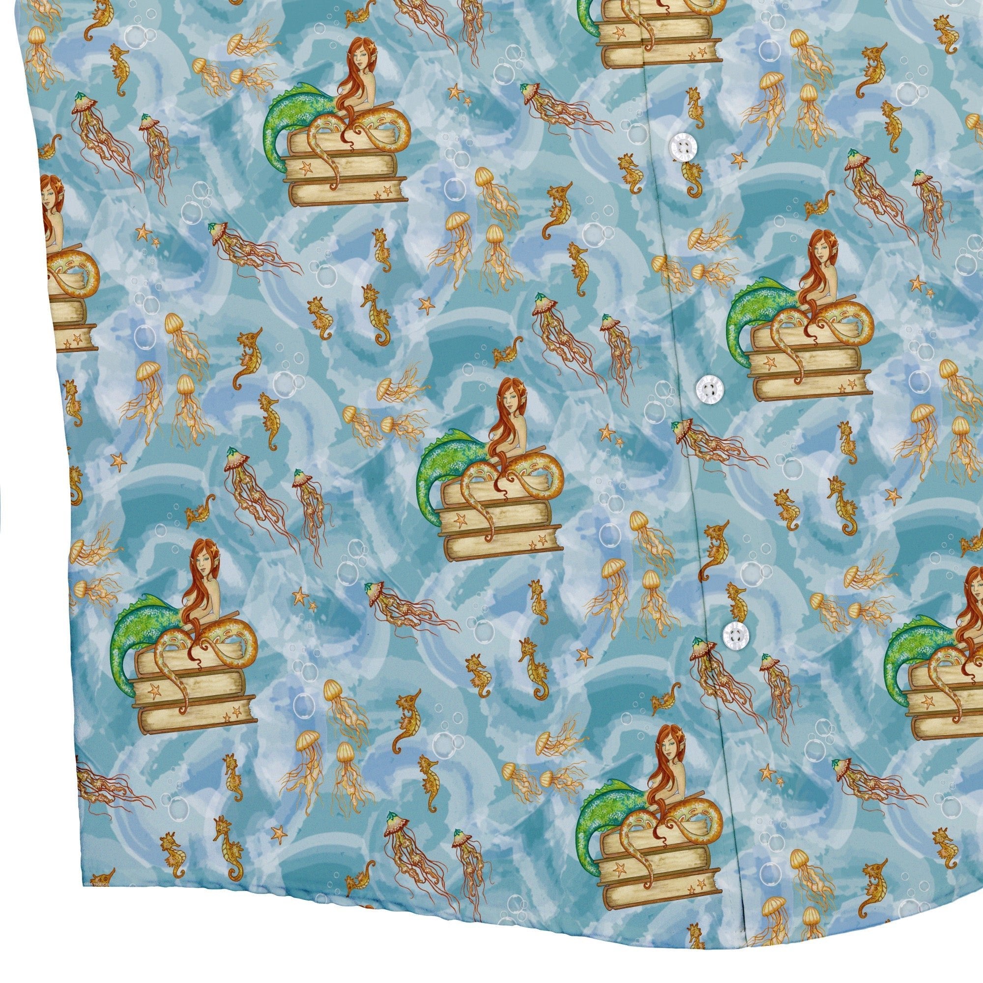Tales of the Sea Button Up Shirt - adult sizing - Animal Patterns - Book Prints
