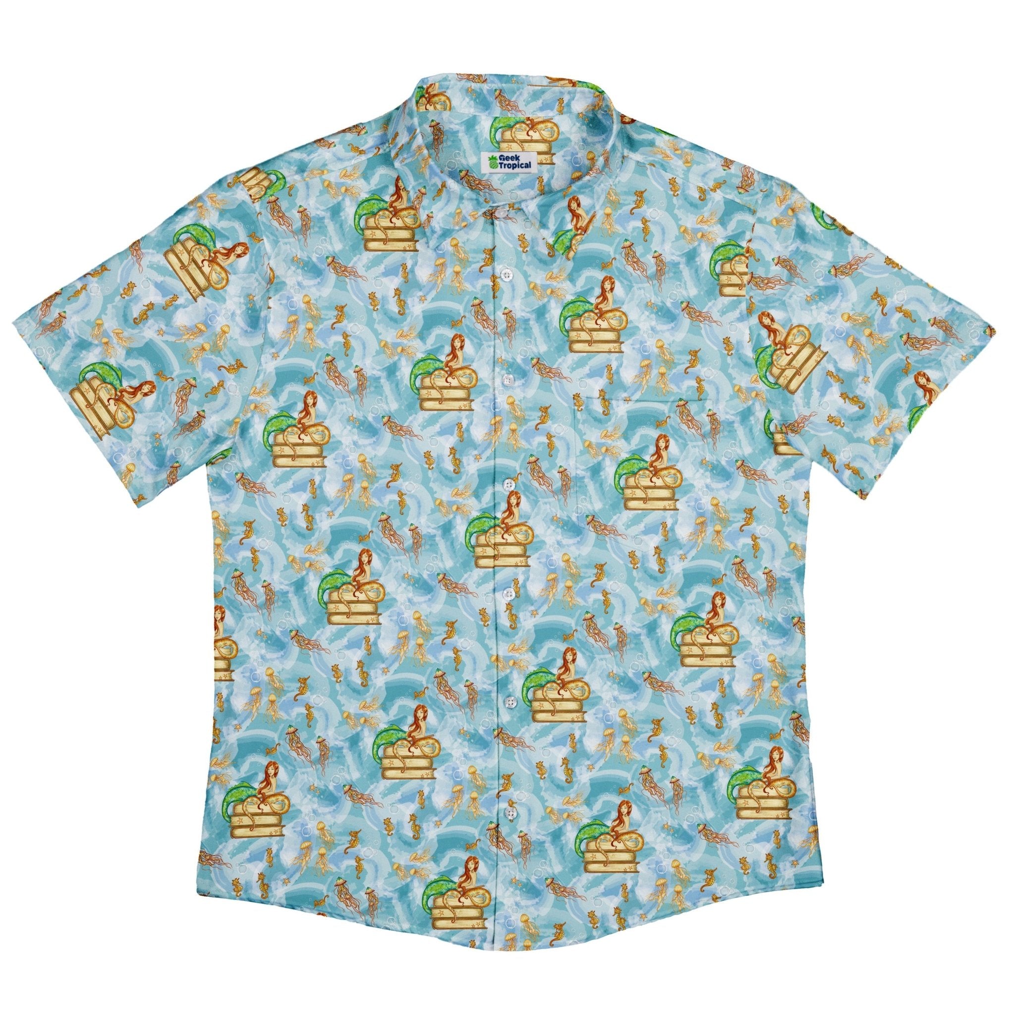 Tales of the Sea Button Up Shirt - adult sizing - Animal Patterns - Book Prints