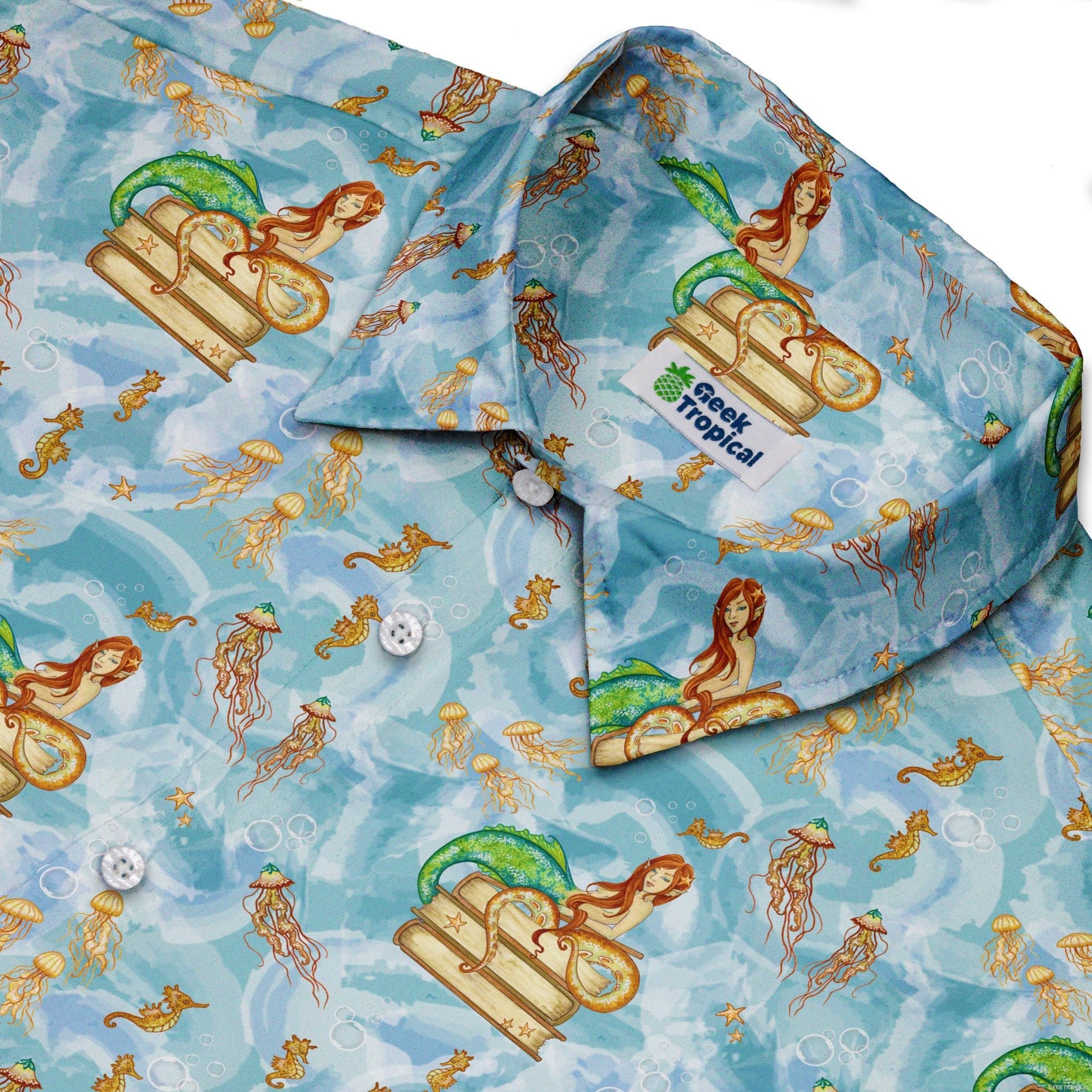 Tales of the Sea Button Up Shirt - adult sizing - Animal Patterns - Book Prints