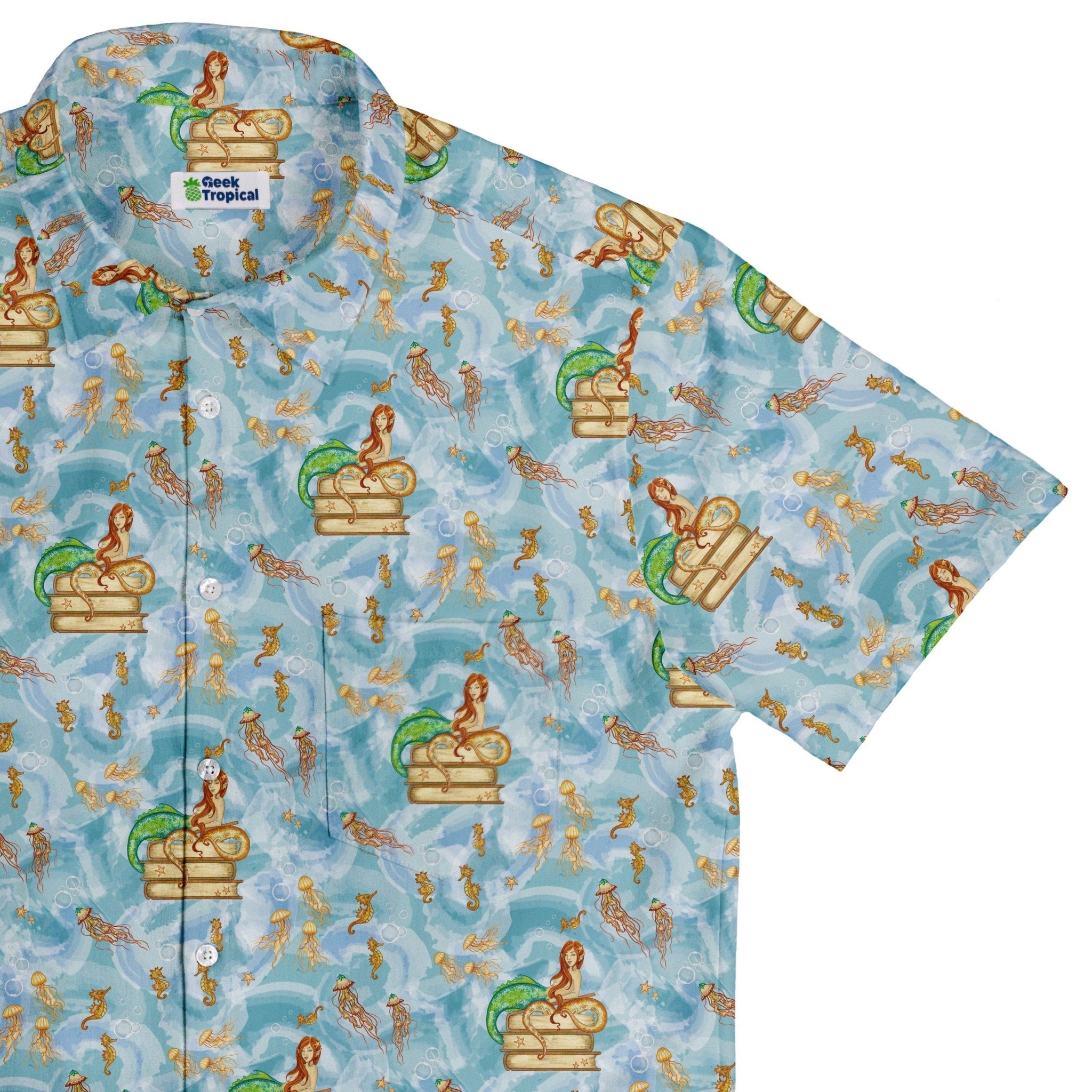 Tales of the Sea Button Up Shirt - adult sizing - Animal Patterns - Book Prints