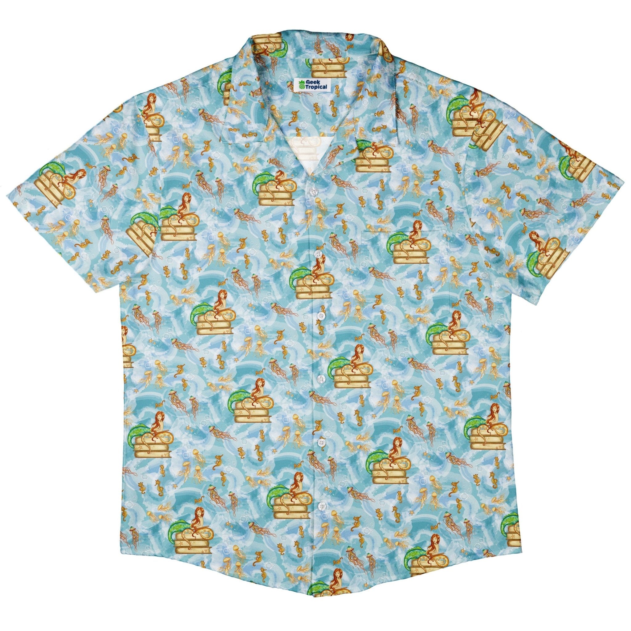 Tales of the Sea Button Up Shirt - adult sizing - Animal Patterns - Book Prints