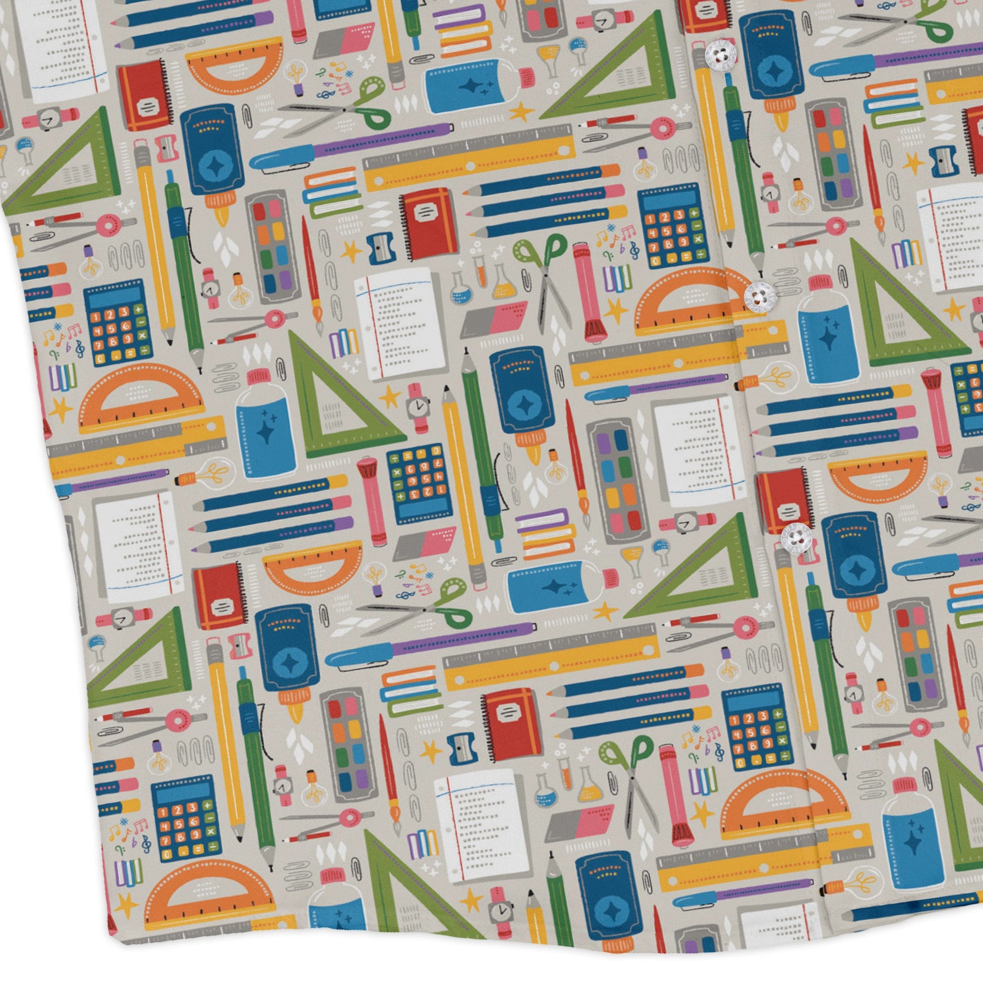Teacher Student Supplies Long Sleeve Button Up Shirt