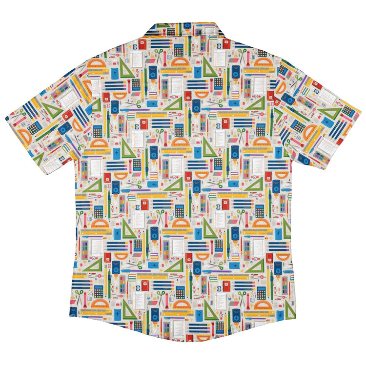 Teacher Student Supplies Button Up Shirt Geek Nerd adult sizing Design by Zirkus Design mathematics print