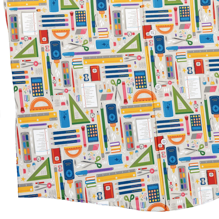 Teacher Student Supplies Button Up Shirt Geek Nerd adult sizing Design by Zirkus Design mathematics print