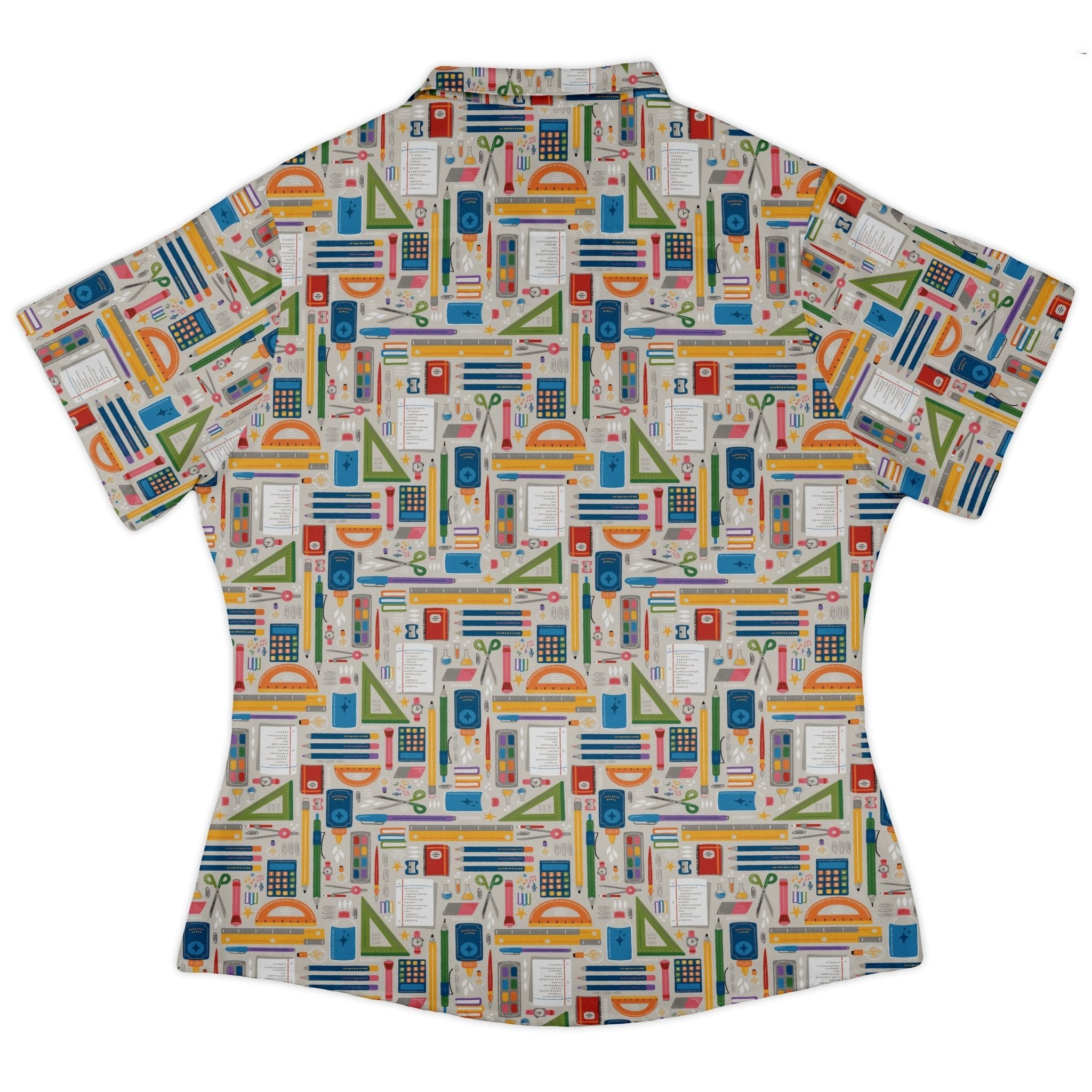 Teacher Student Supplies Curvy Button Up Shirt Geek Nerd Design by Zirkus Design mathematics print q225