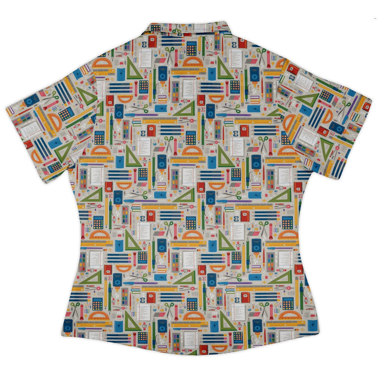 Teacher Student Supplies Curvy Button Up Shirt Geek Nerd Design by Zirkus Design mathematics print q225