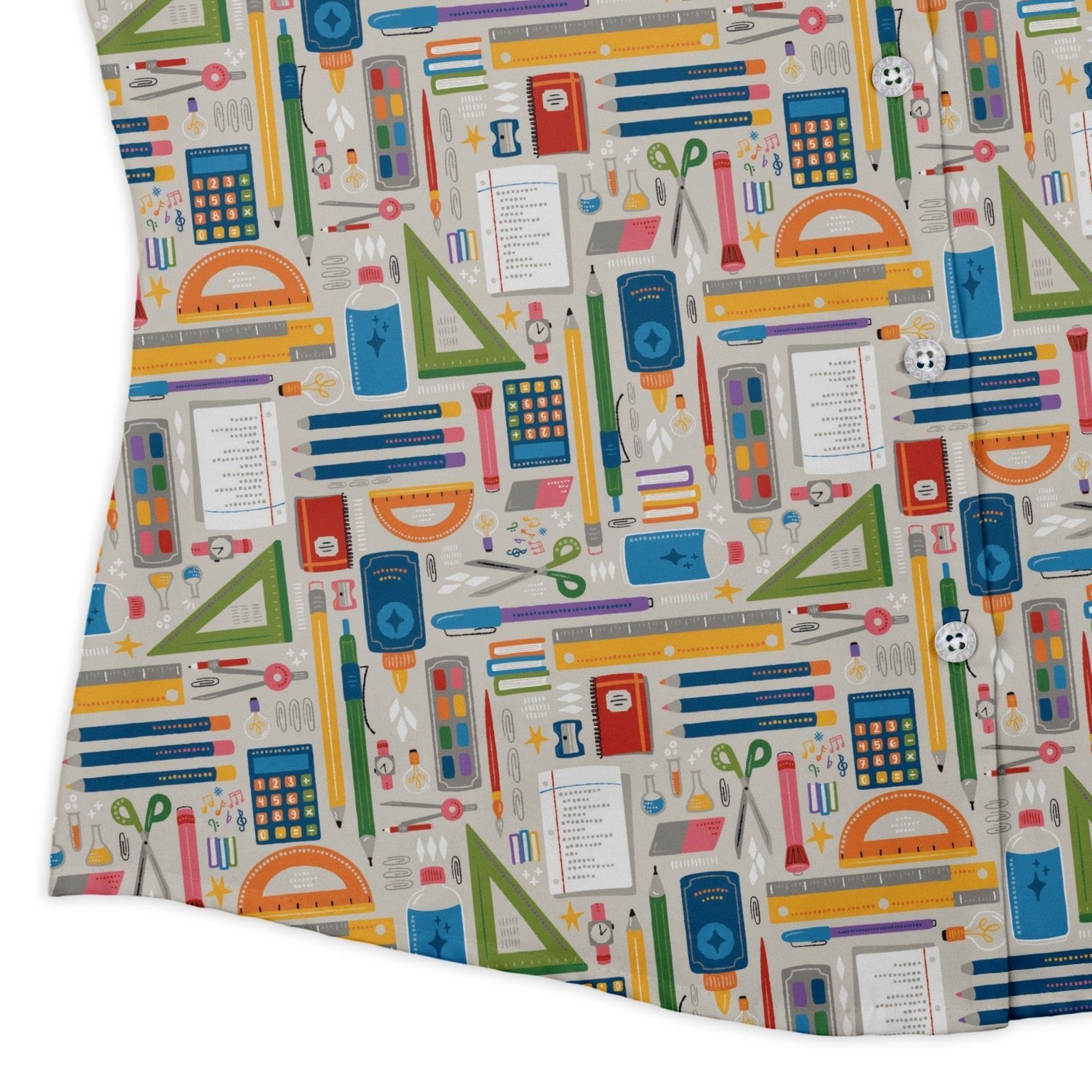 Teacher Student Supplies Curvy Button Up Shirt Geek Nerd Design by Zirkus Design mathematics print q225