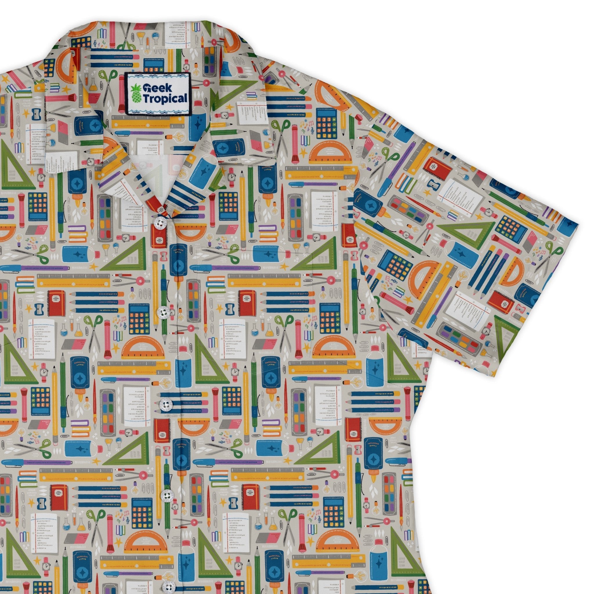 Teacher Student Supplies Curvy Button Up Shirt Geek Nerd Design by Zirkus Design mathematics print q225