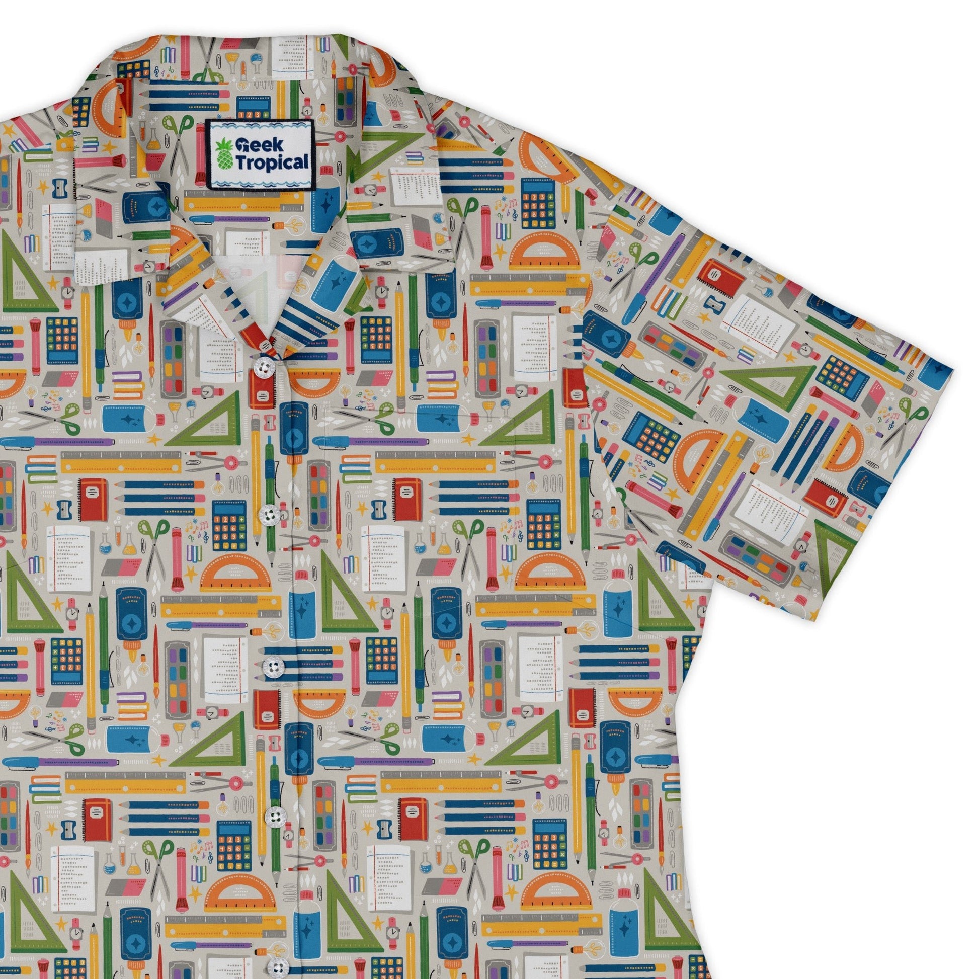 Teacher Student Supplies Curvy Button Up Shirt Geek Nerd Design by Zirkus Design mathematics print q225