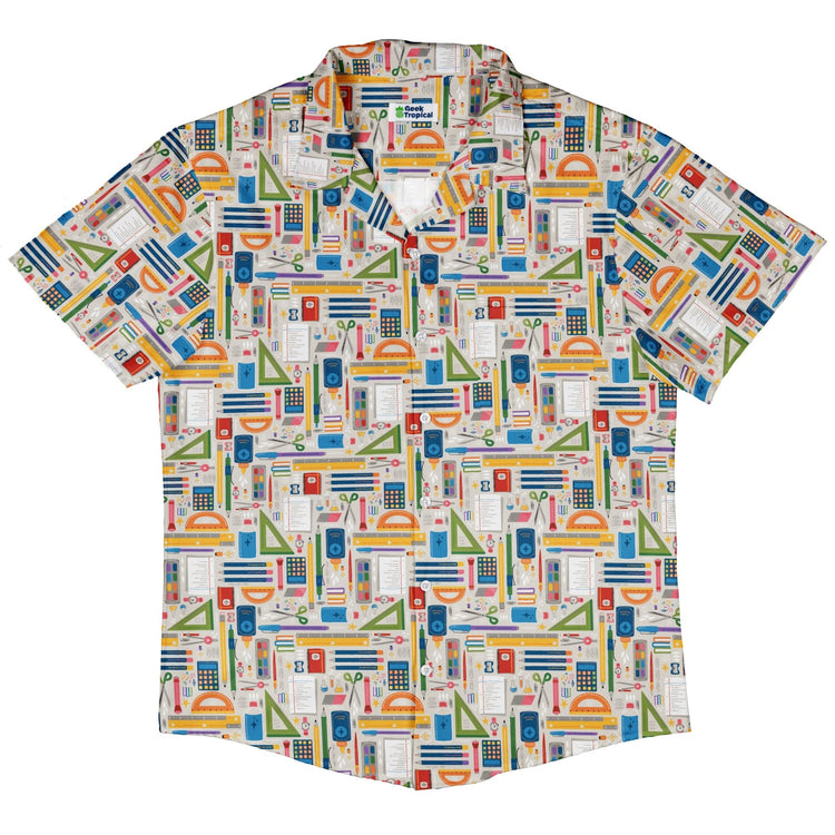 Teacher Student Supplies Button Up Shirt Geek Nerd adult sizing Design by Zirkus Design mathematics print