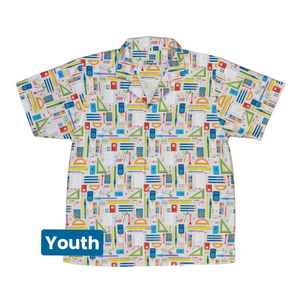 Teacher Student Supplies Youth Hawaiian Shirt Geek Nerd Design by Zirkus Design mathematics print q225