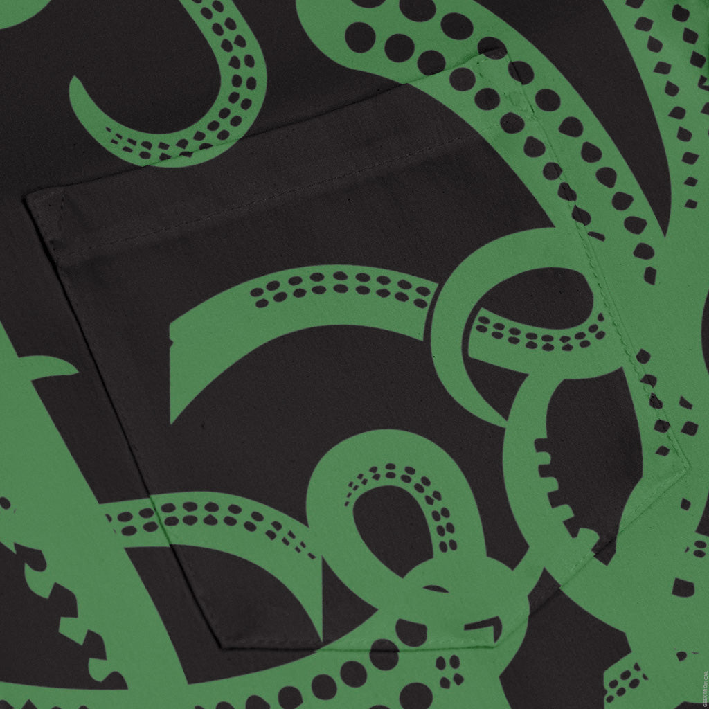 Tentacles of Cthulhu Green Long Sleeve Button Up Shirt