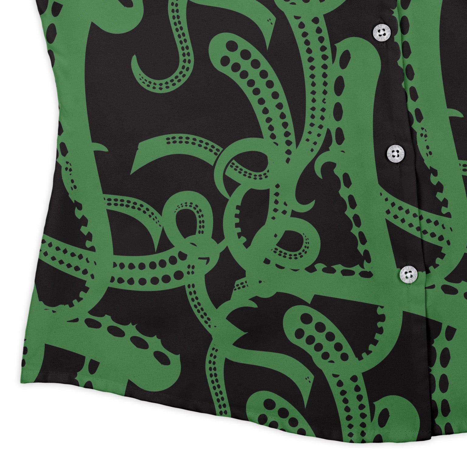 Tentacles of Cthulhu Green Curvy Button Up Shirt Geek Nerd Design by Heather Davenport Fantasy Prints halloween