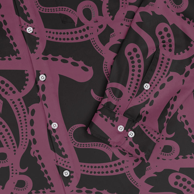 Tentacles of Cthulhu Long Sleeve Button Up Shirt Geek Nerd adult sizing Design by Heather Davenport Fantasy Prints