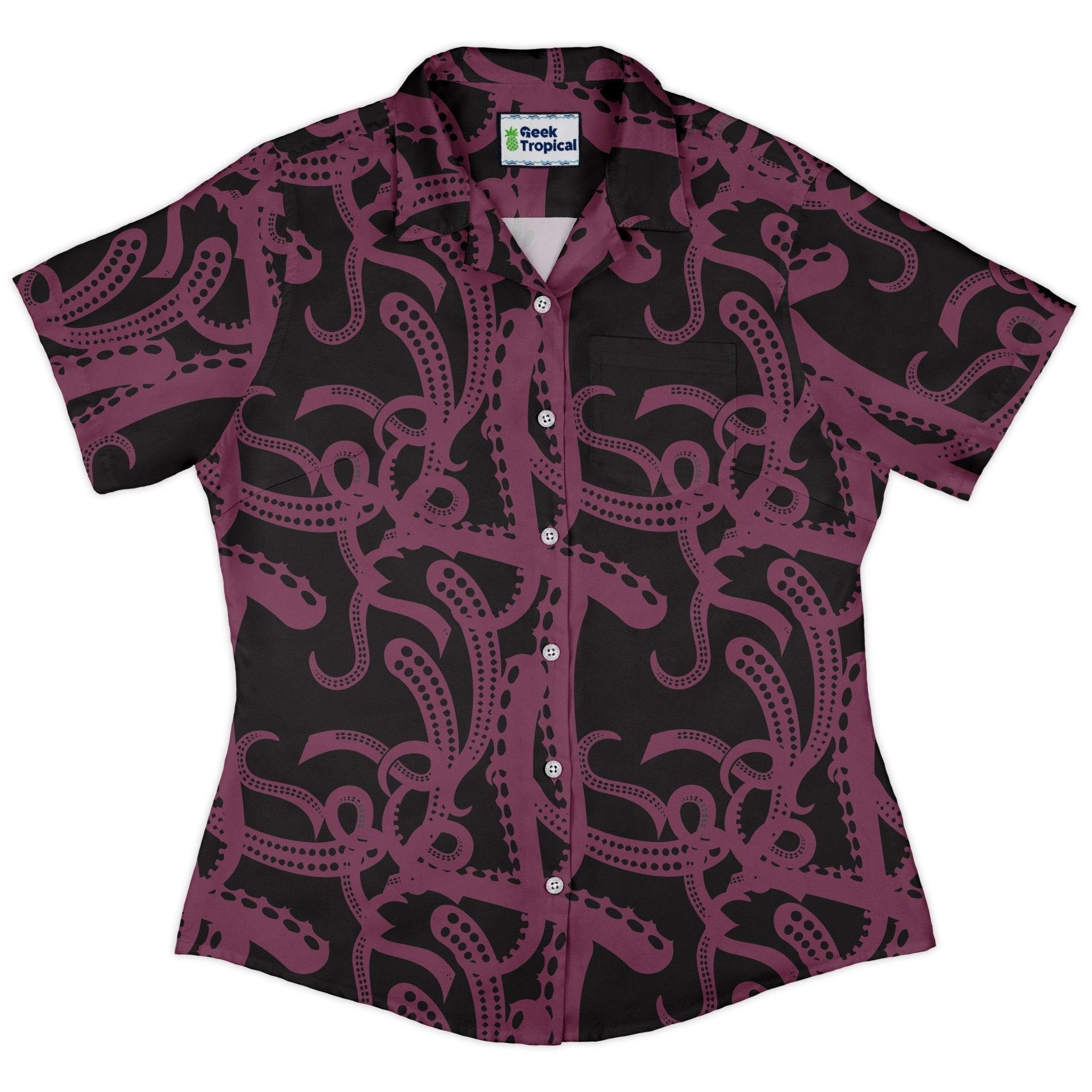 Tentacles of Cthulhu Curvy Button Up Shirt Geek Nerd Design by Heather Davenport Fantasy Prints halloween