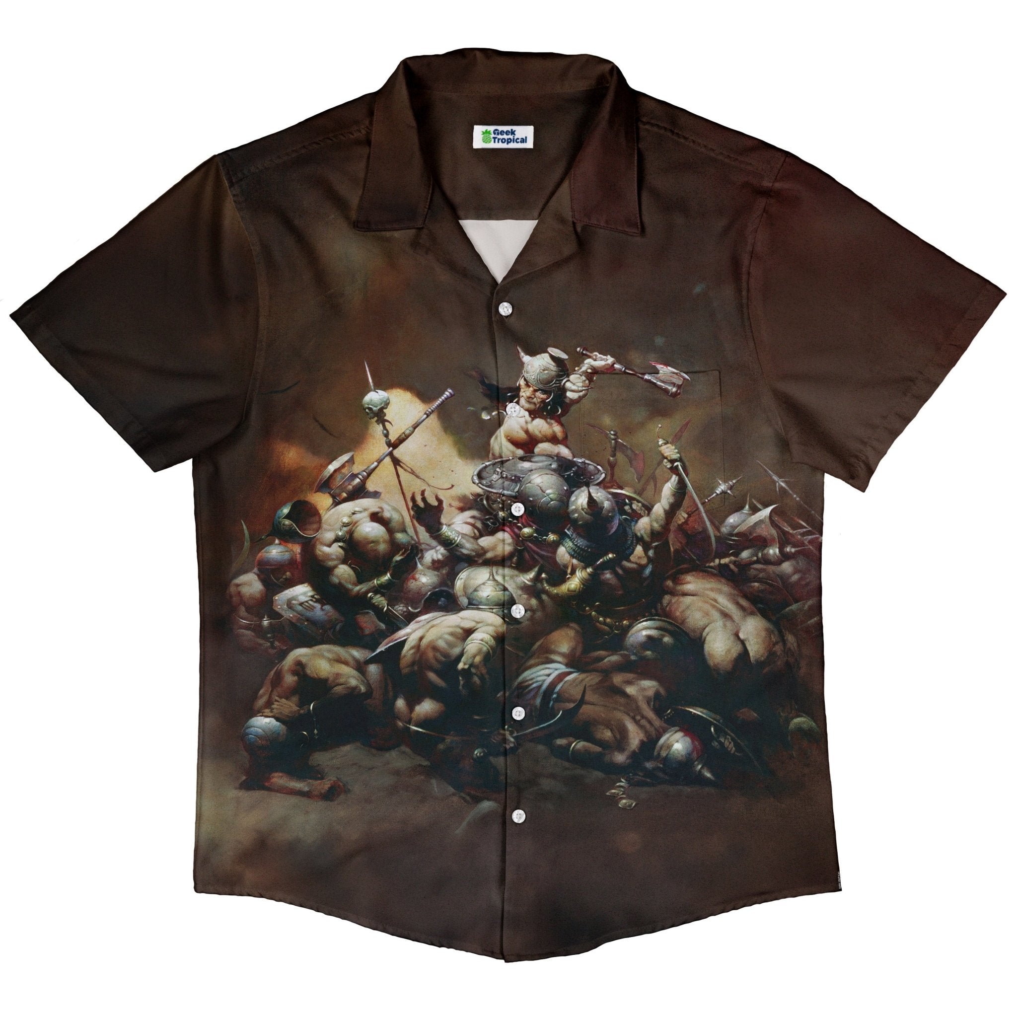 The Destroyer Button Up Shirt - adult sizing - Design by Frank Frazetta - Fantasy Prints