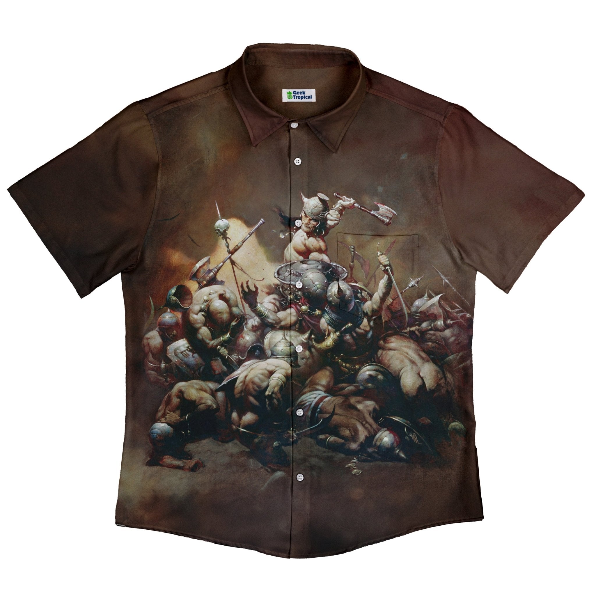 The Destroyer Button Up Shirt - adult sizing - Design by Frank Frazetta - Fantasy Prints