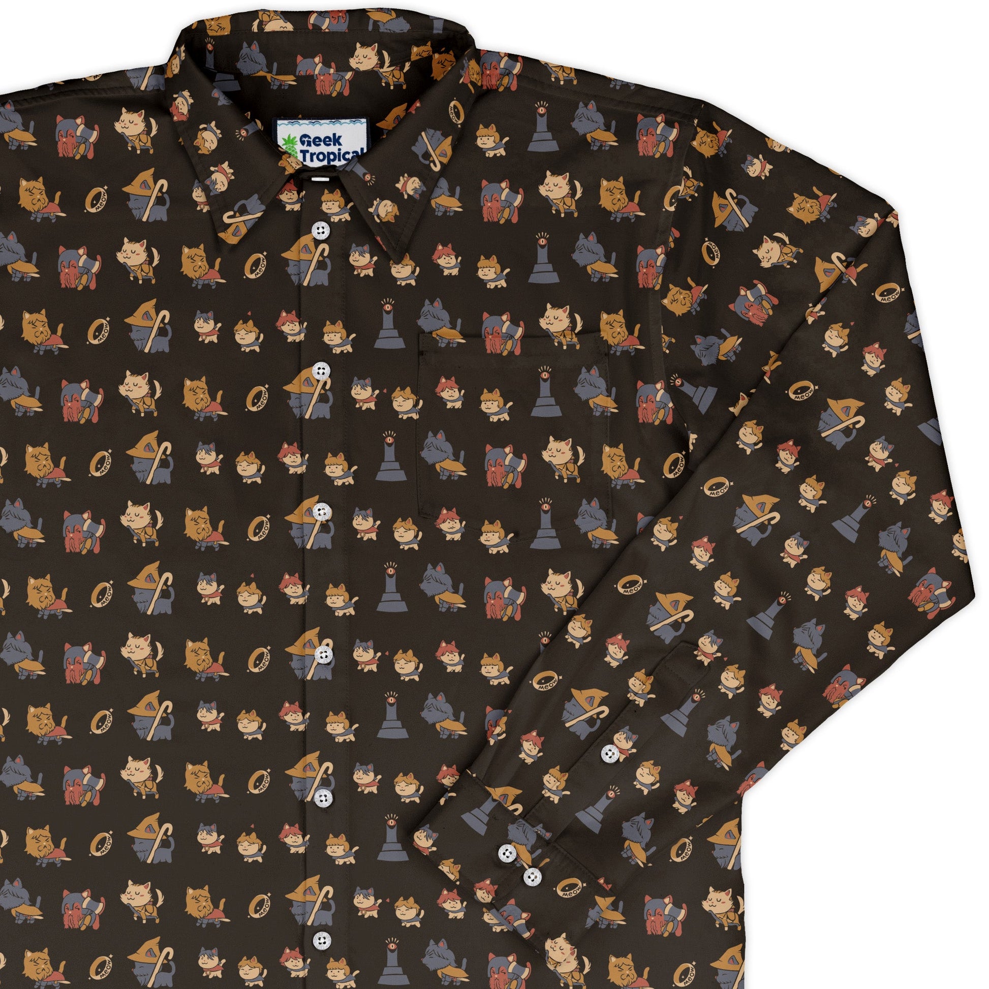The Furrlowship of the Ring Long Sleeve Button Up Shirt