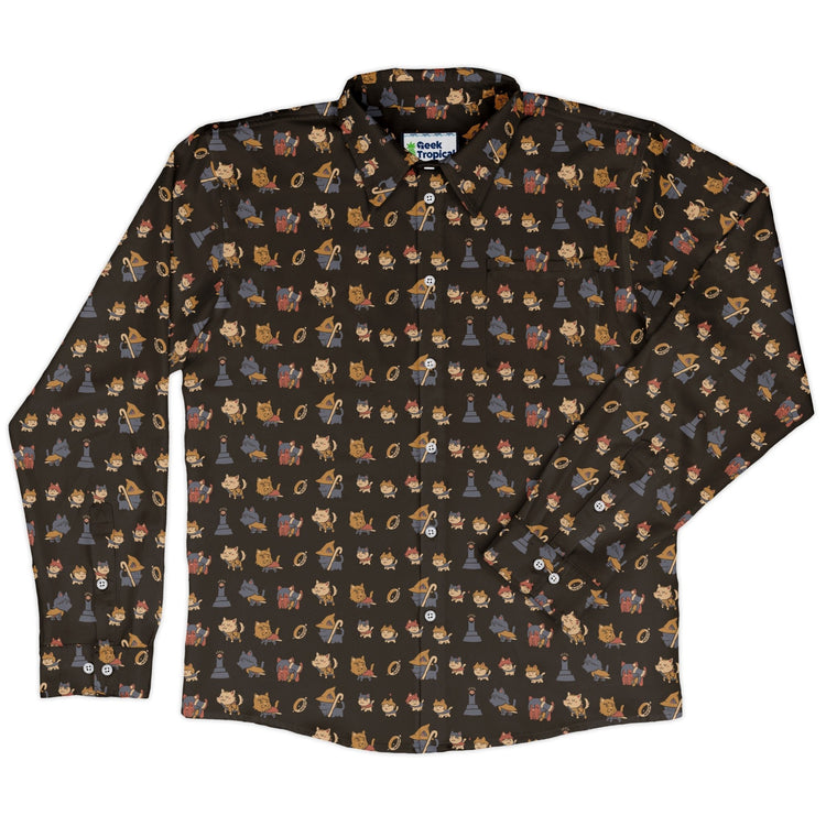 The Furrlowship of the Ring Long Sleeve Button Up Shirt Geek Nerd adult sizing Design by Tobe Fonseca Fantasy Prints
