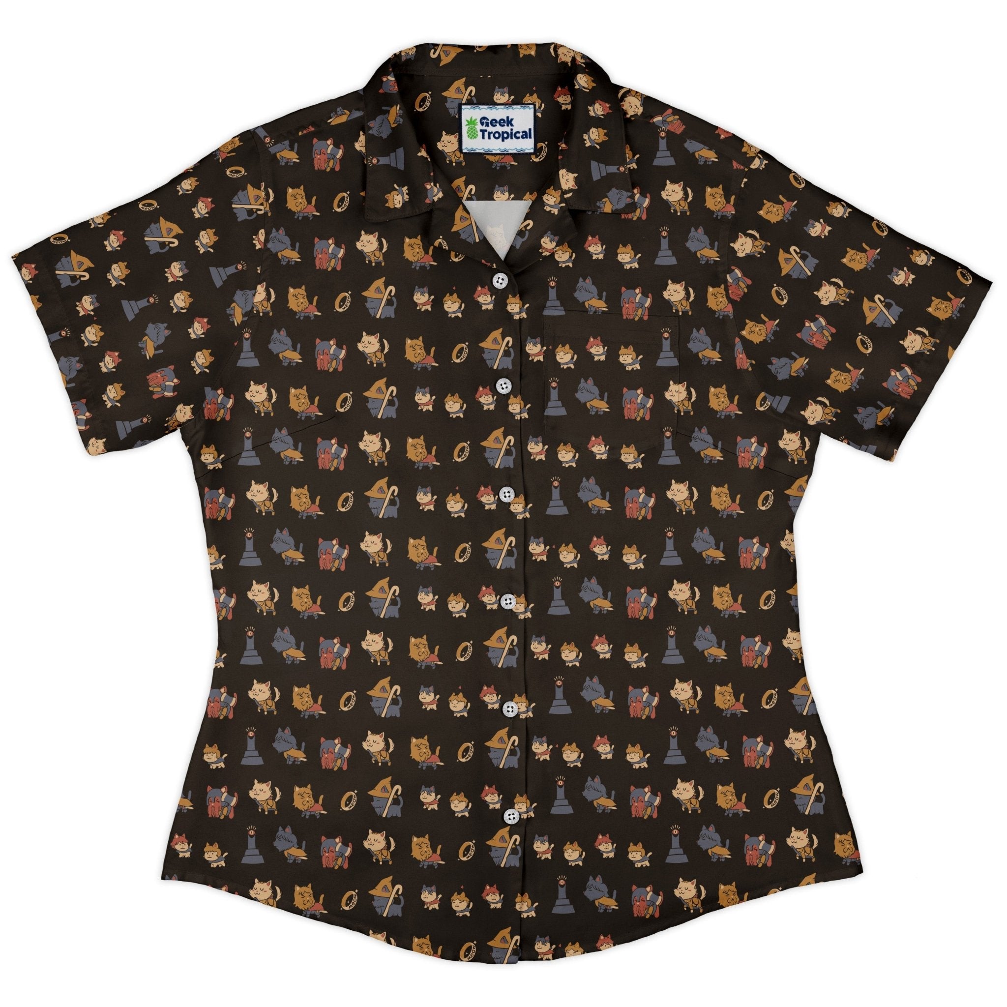 The Furrlowship of the Ring Curvy Button Up Shirt Geek Nerd Design by Tobe Fonseca Fantasy Prints Q3 - 2