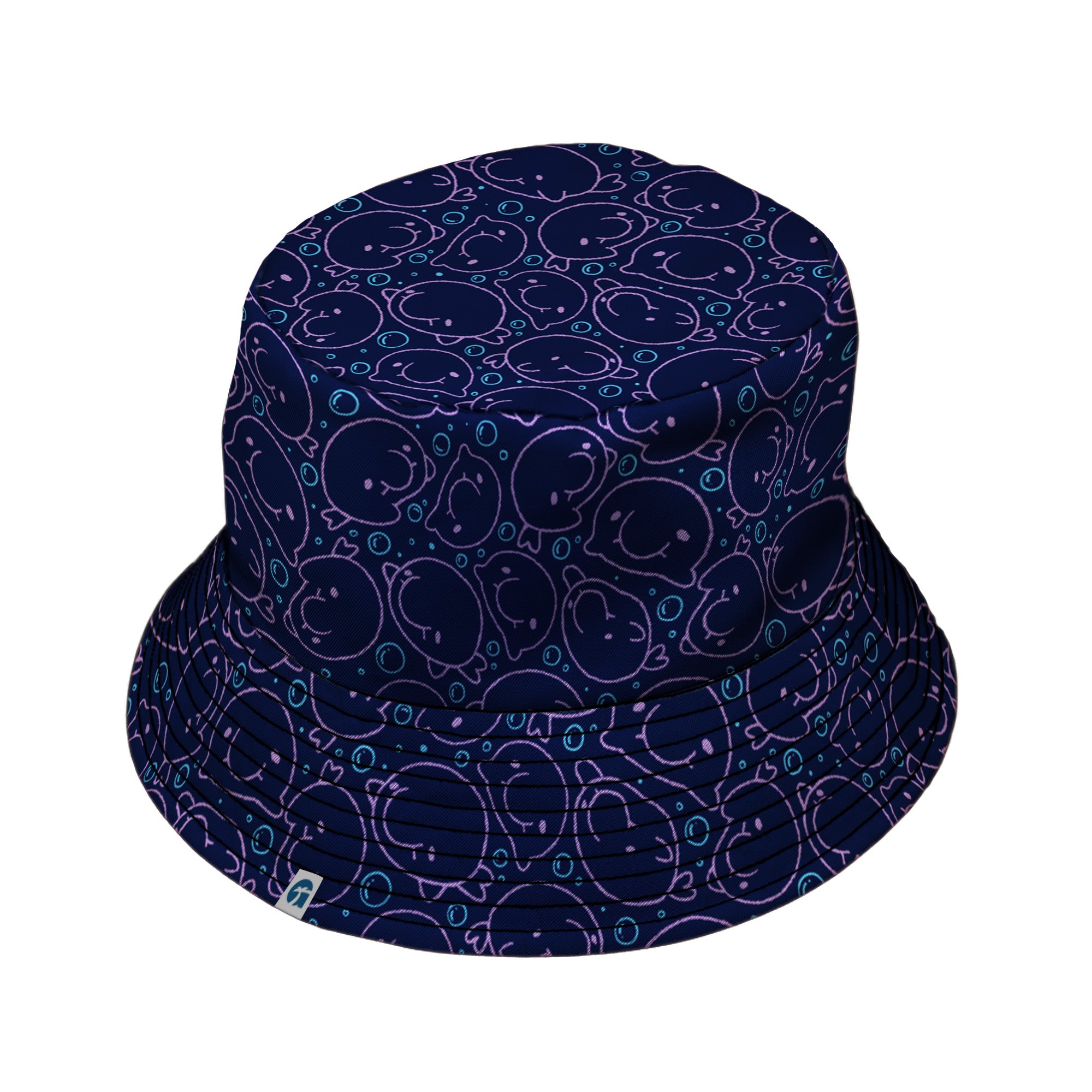 TheBlob Pink Blue Bucket Hat Black Stitching