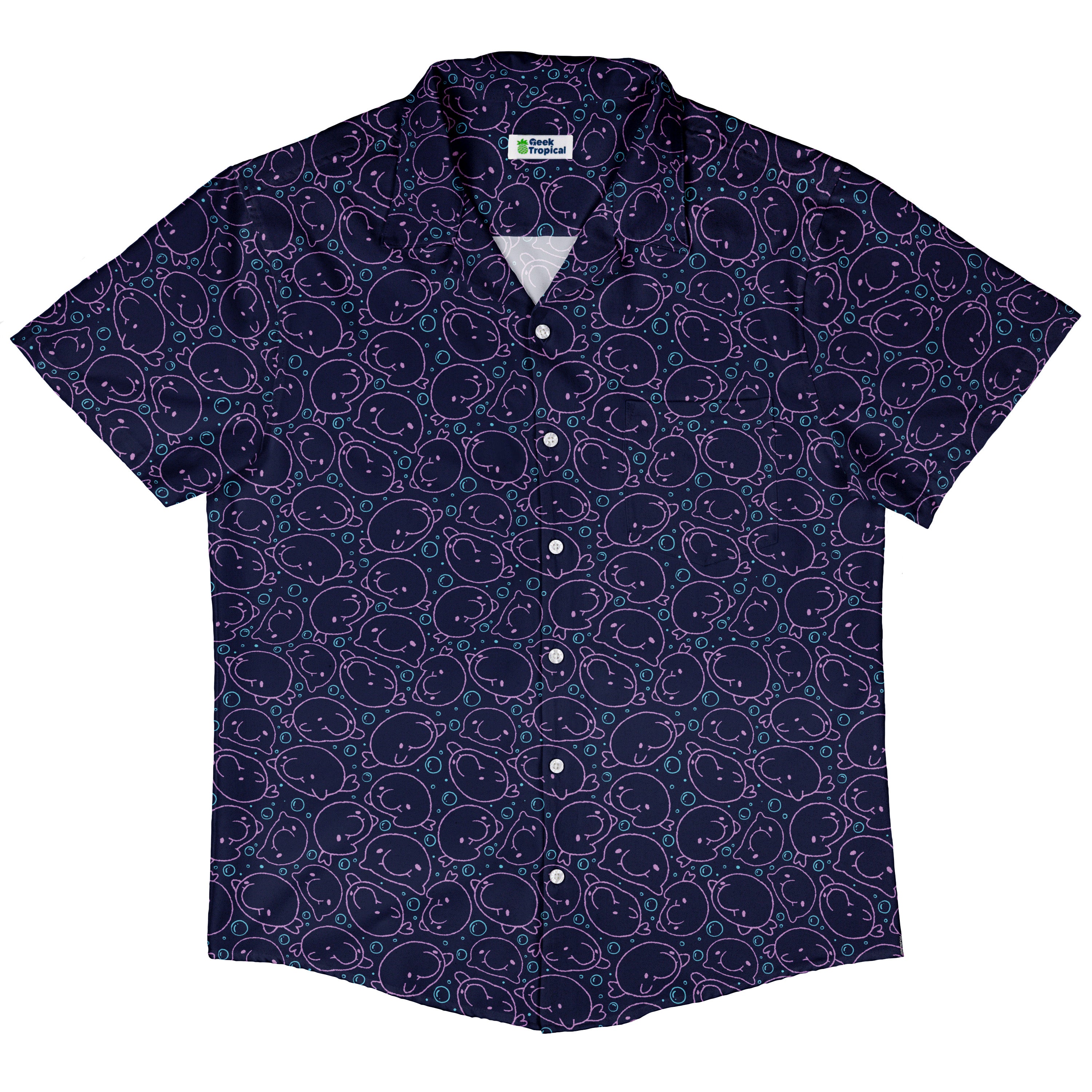 TheBlob Pink Blue Button Up Shirt Hawaiian Front