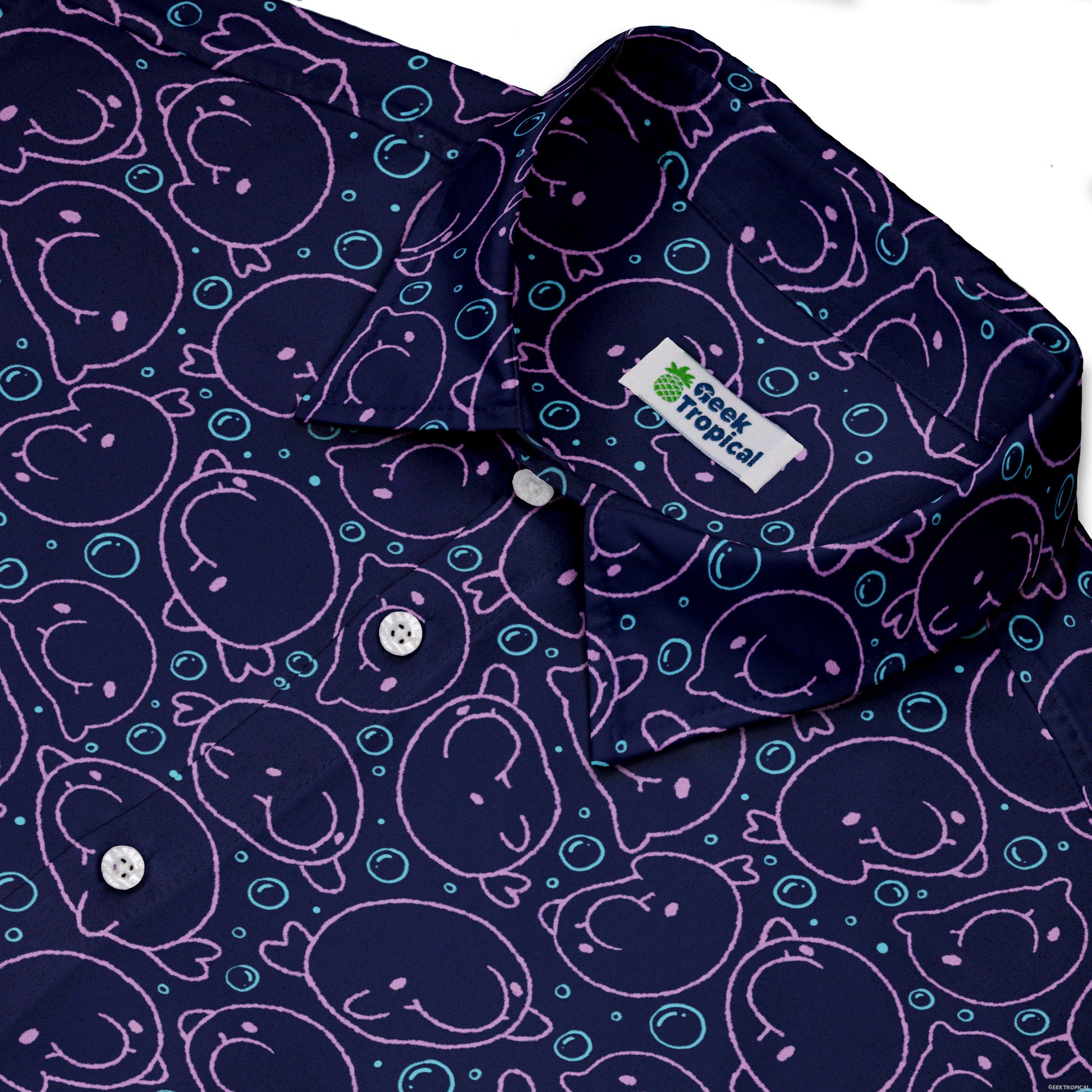 TheBlob Pink Blue Button Up Shirt Neck
